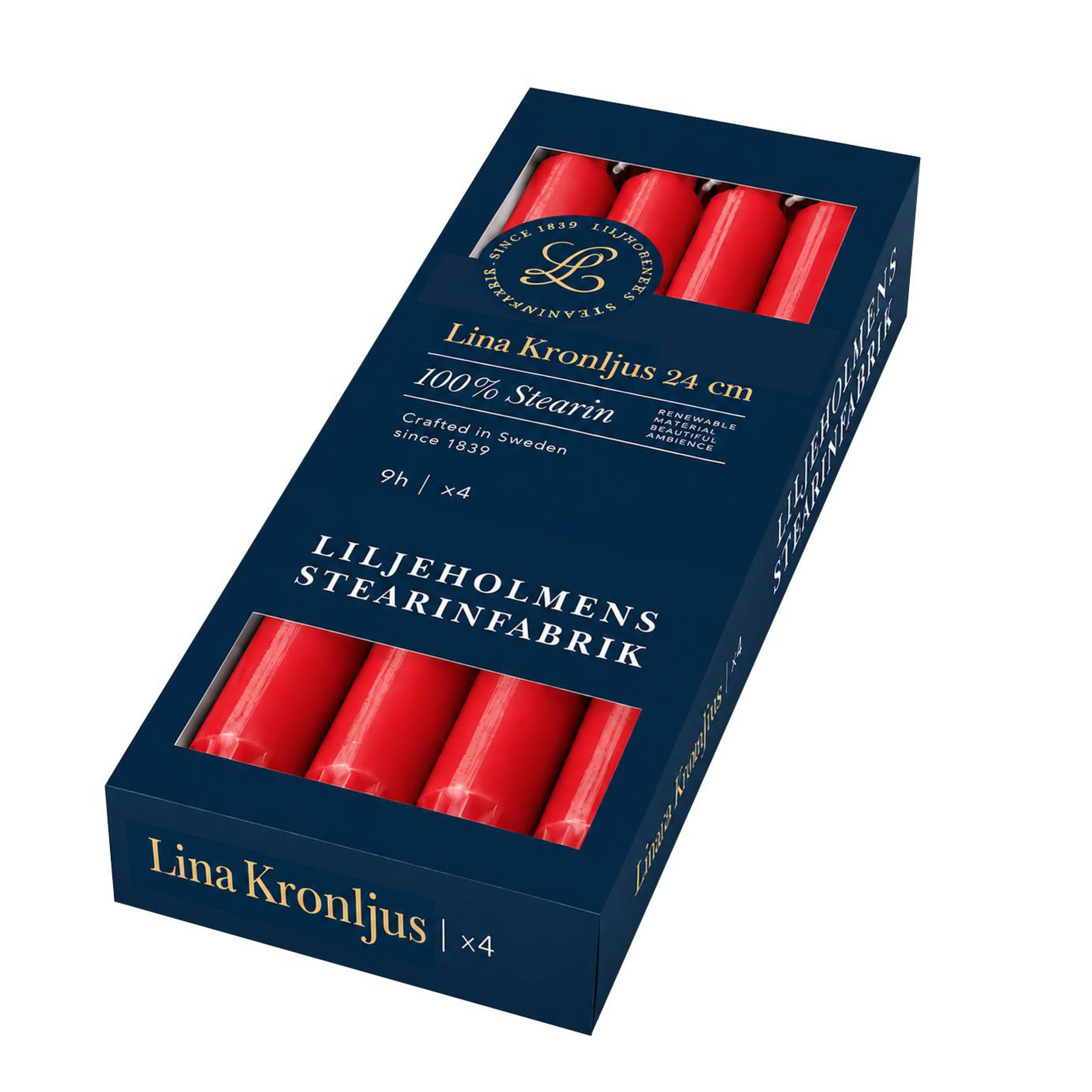 Liljeholmens Lina kronljus 24 cm 4-pack röd