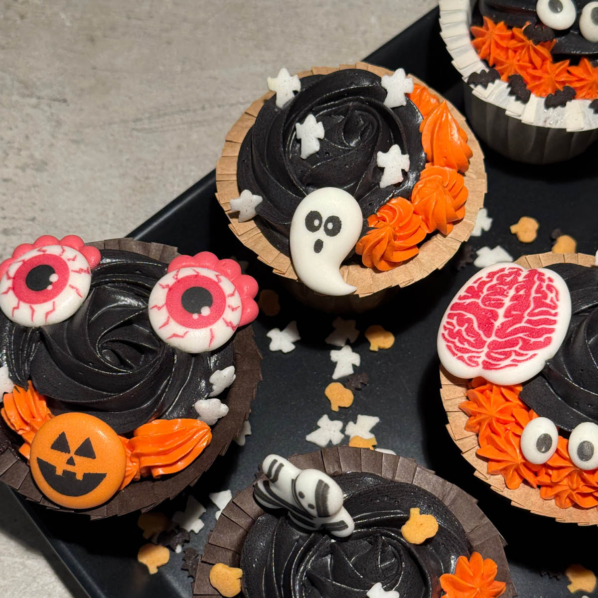 ScrapCooking Halloween spiselig kakepynt 8 stk svart/rød/hvit