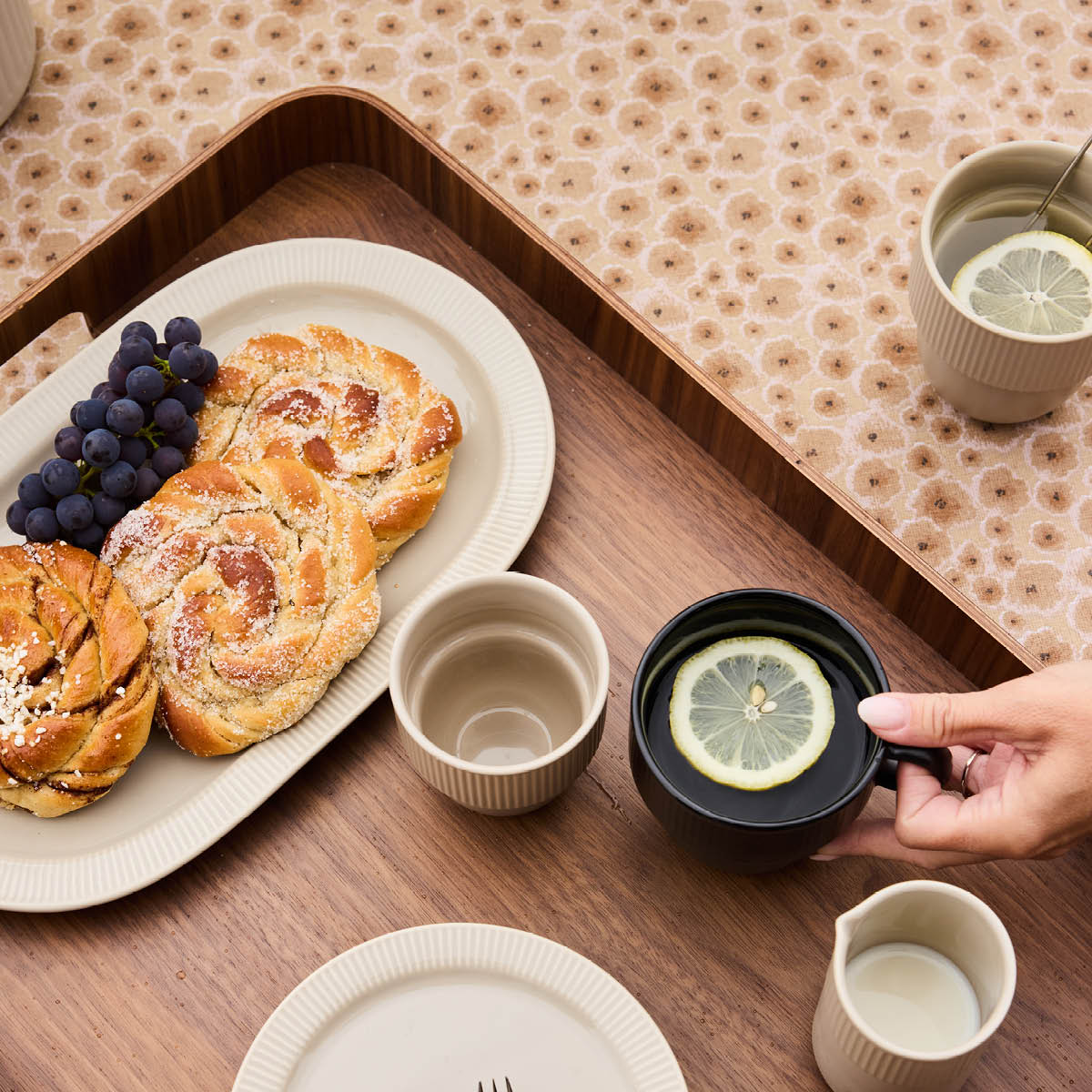 Sagaform Inka serveringsfat 34x20 cm beige