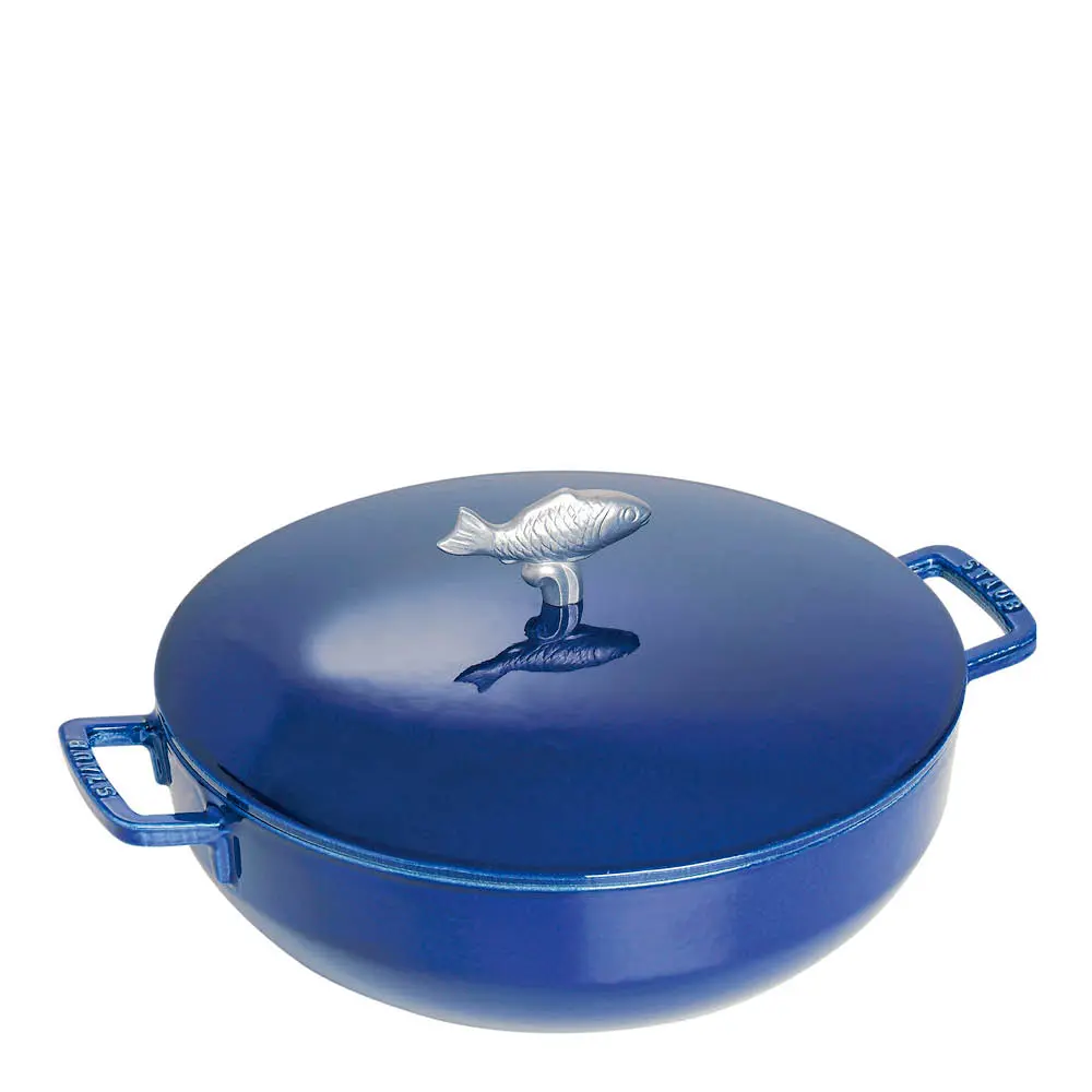 La Cocotte bouillabaisse støpejernsgryte med fiskeknott 28 cm 4,65L blå
