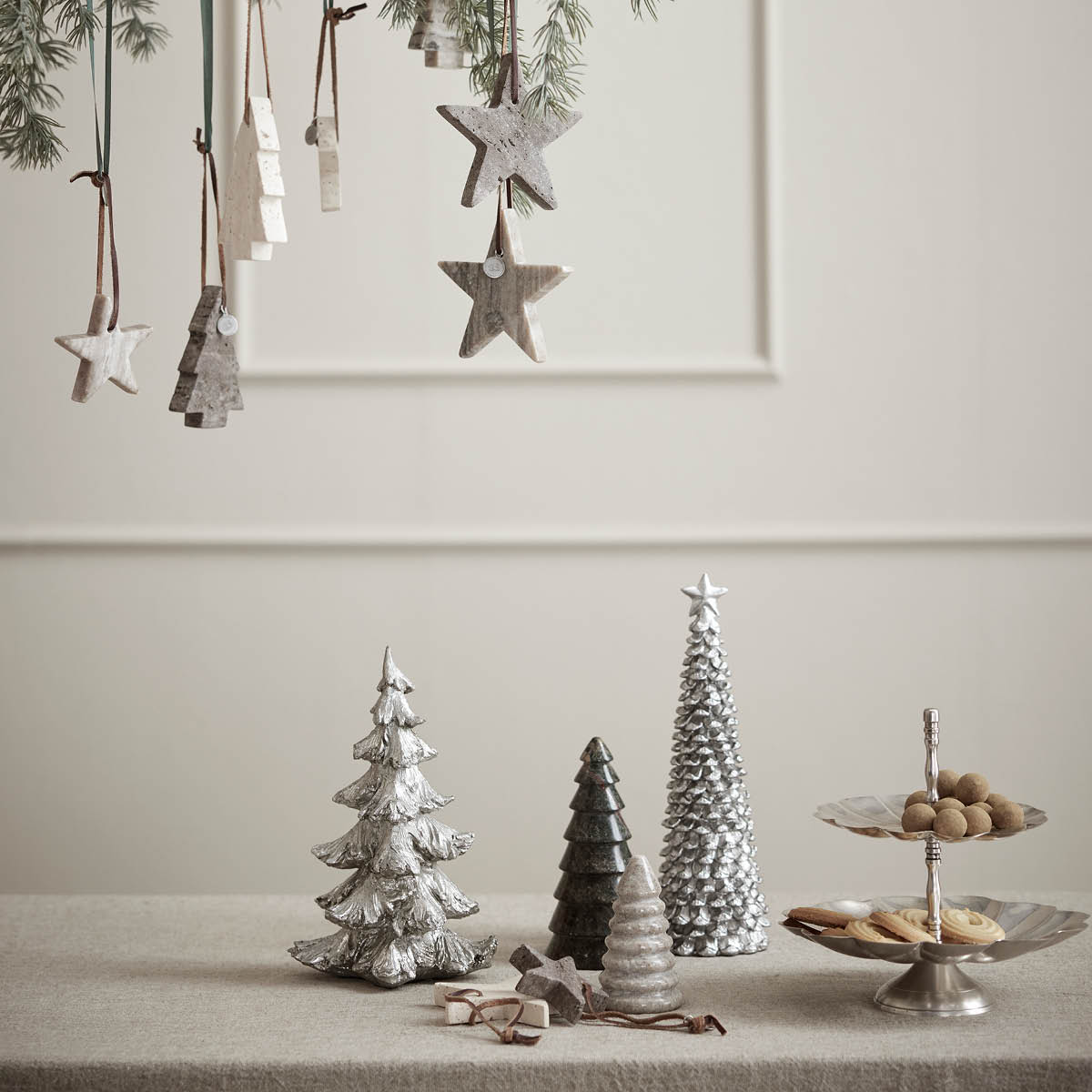 Lene Bjerre Serafina dekoration gran 27 cm antiksilver