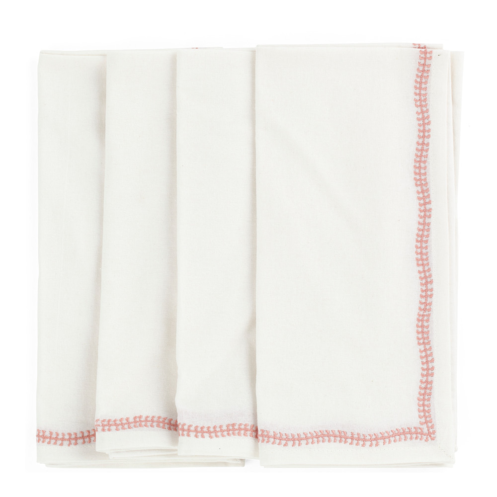 Chamois - White Embroidery Lautasliina 50x50 cm 4 kpl Lantana Rose