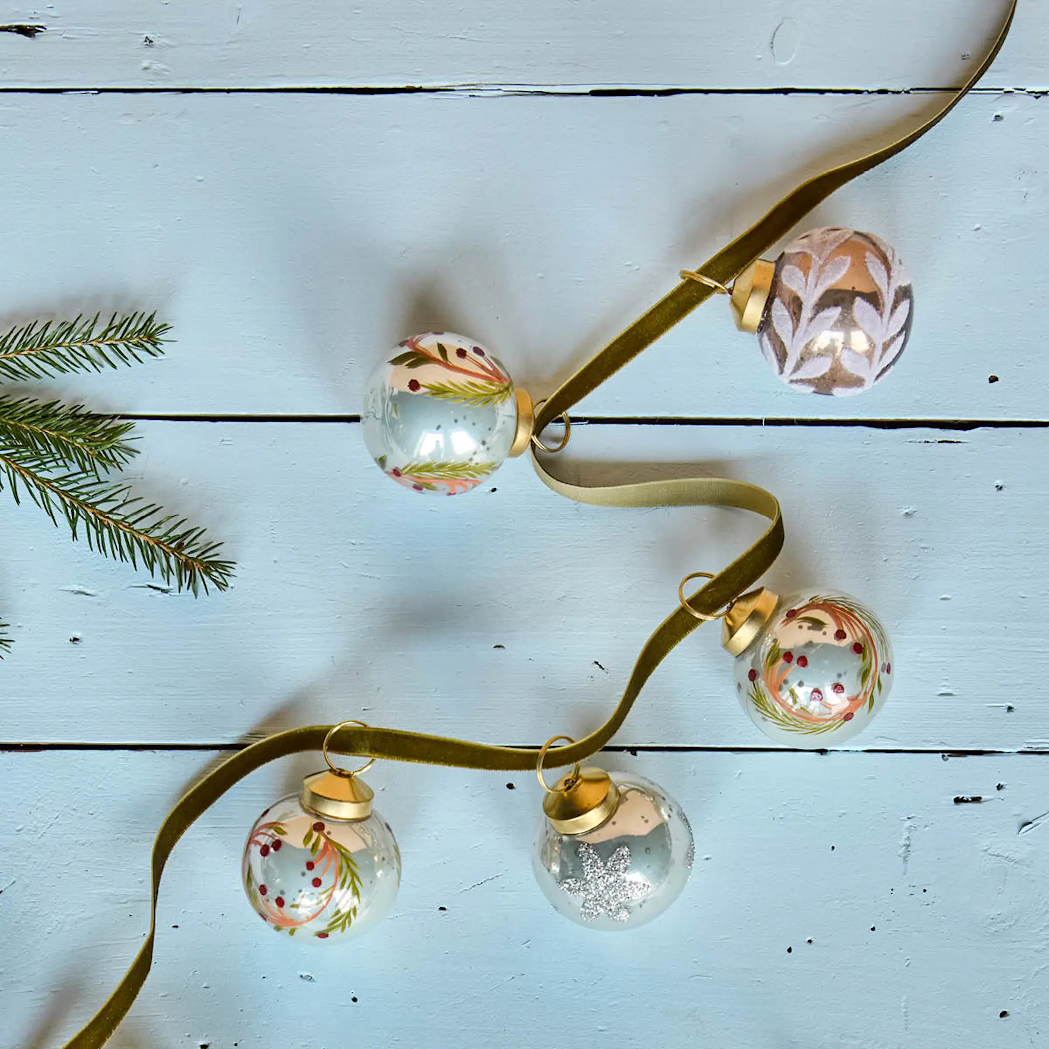 House Doctor Antico Joulukoriste 4 kpl Vaaleansininen