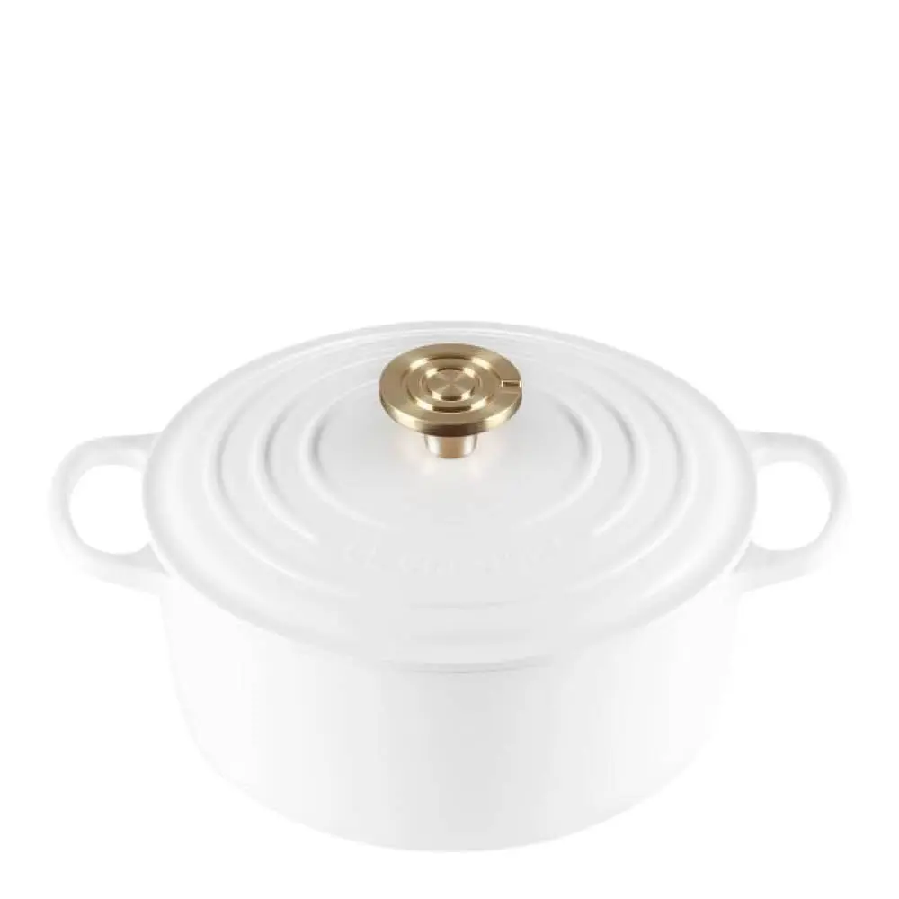 Signature støpejernsgryte rund 4,2L 24 cm white/gull/crucible knob