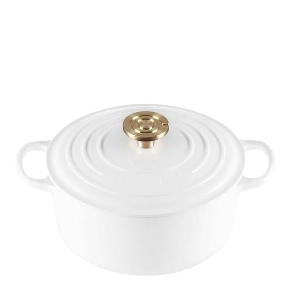 Signature gjutjärnsgryta rund 4,2L 24 cm white/guld/crucible knob