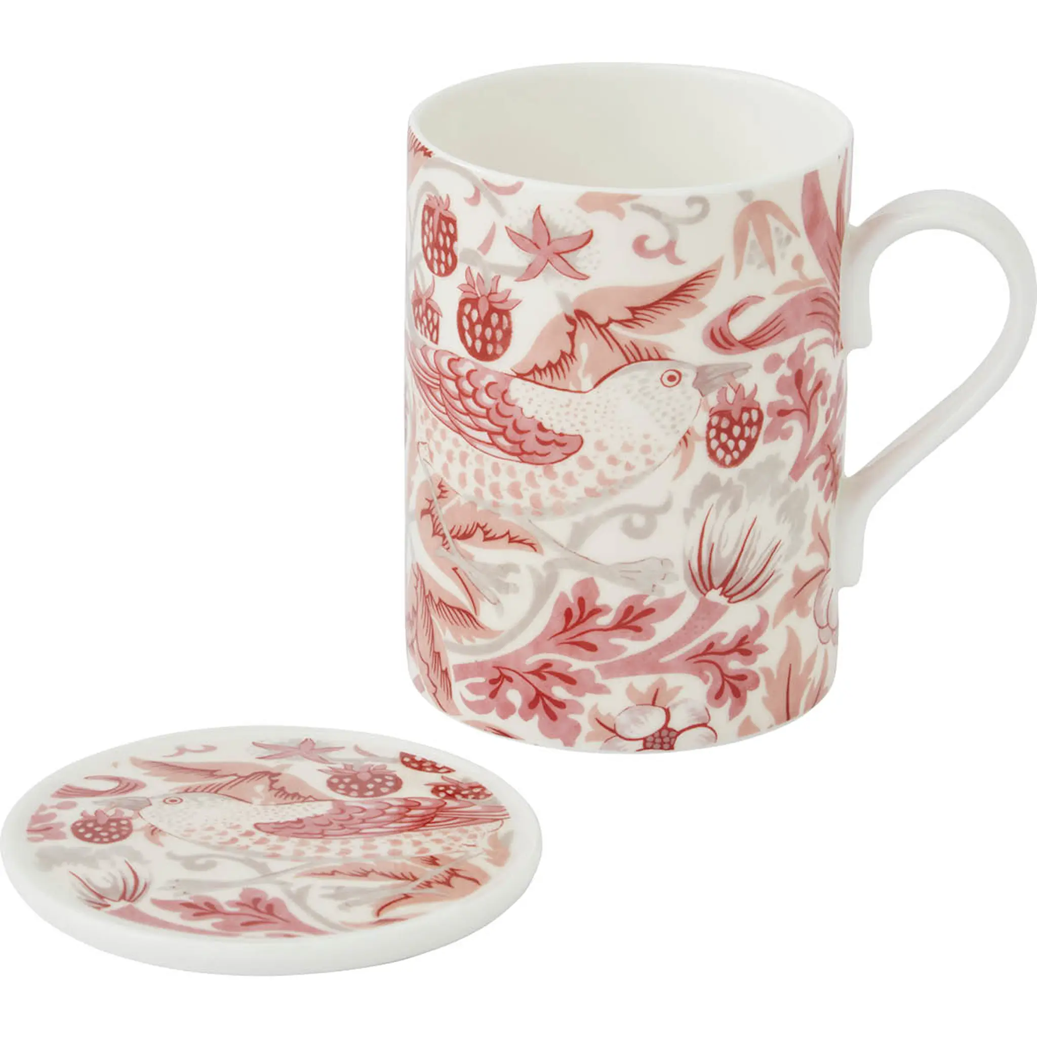 Spode Morris & Co mugg och underlägg Strawberry Thief Madder