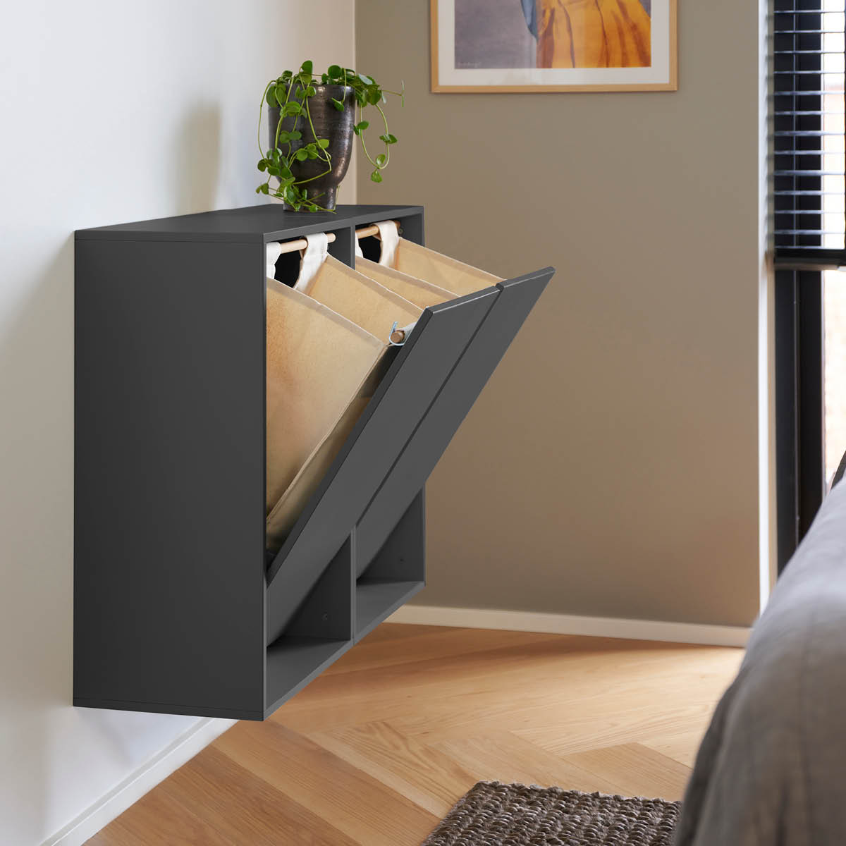 ReCollector Laundry Boks tvättkorg 30x43x70 cm Black Raven