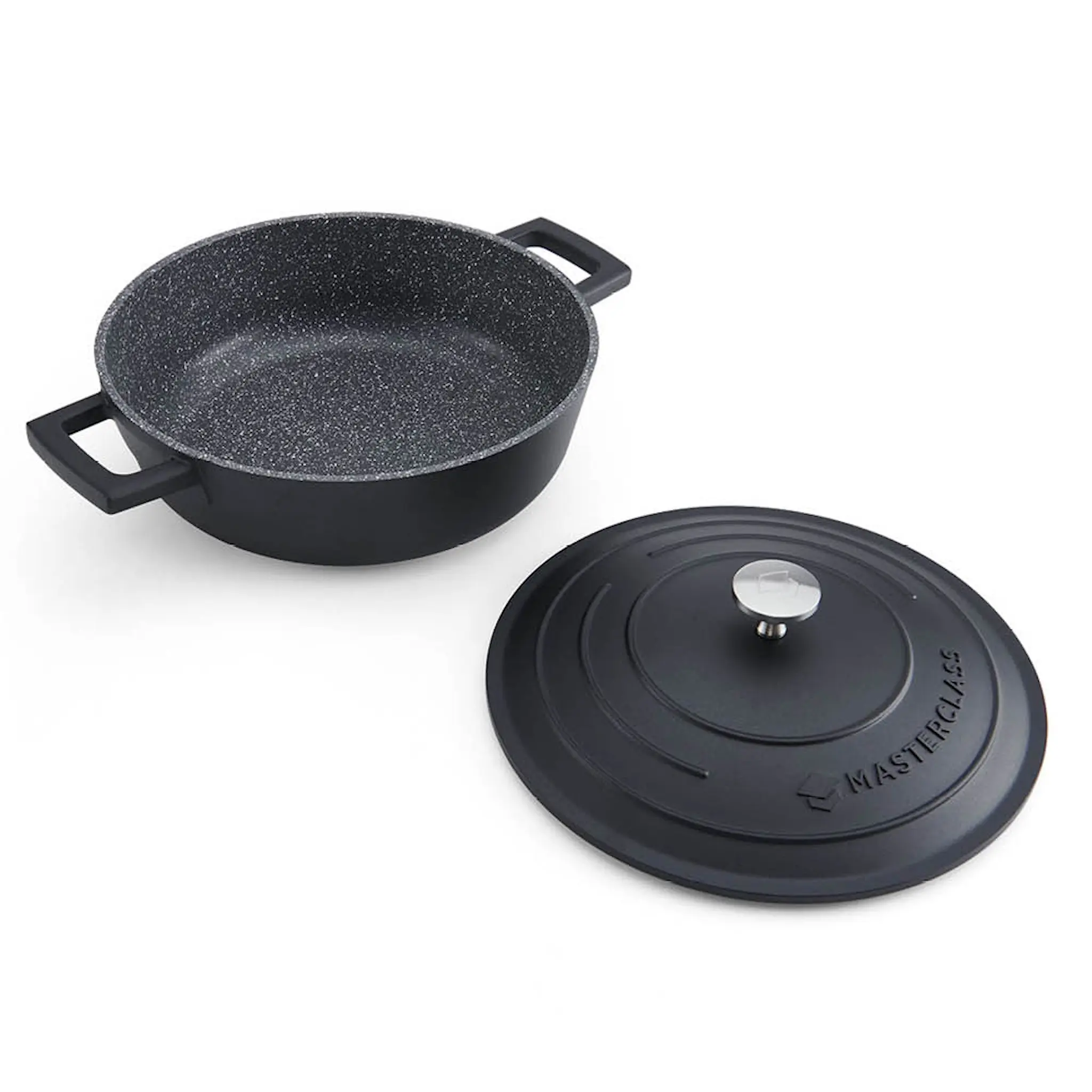 MasterClass Cast Aluminium låg gryta 2,5 L svart