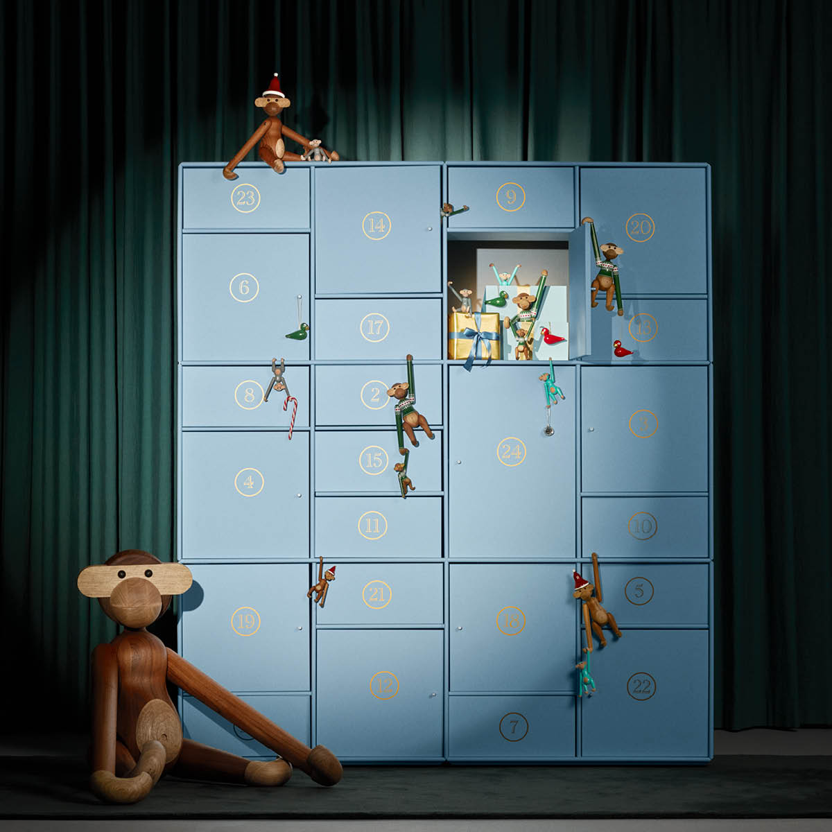 Kay Bojesen Denmark Julefugler 5 cm 2 stk rød/grønn