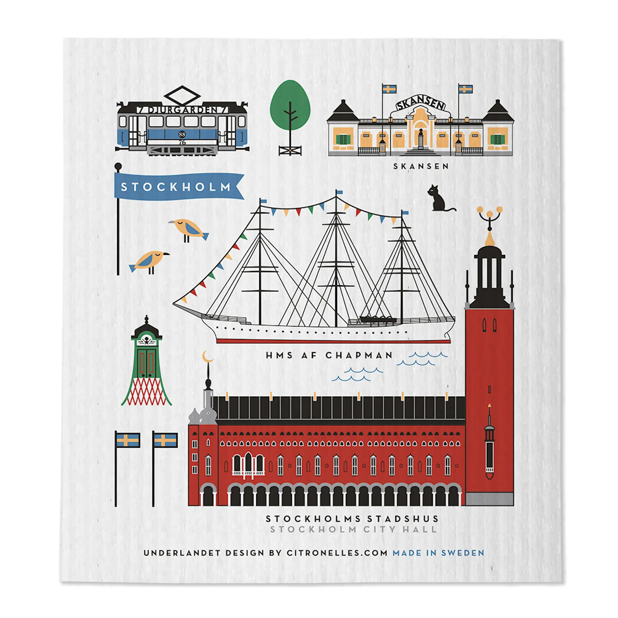 Citronelles Stockholm City Disktrasa 20x18 cm Multi