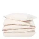 Striped Cotton Sateen påslakanset 220x220 cm beige/vit