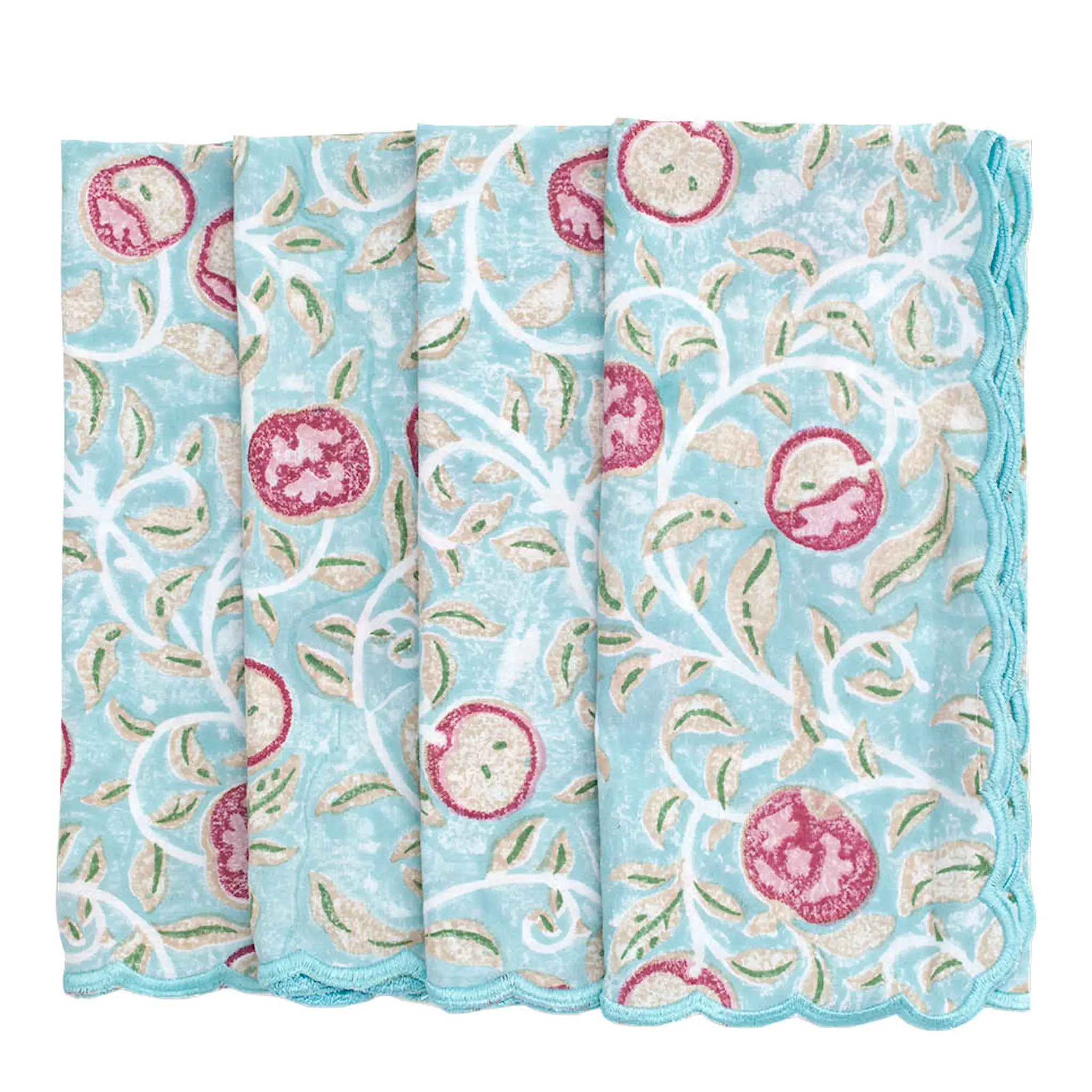 Chamois Apple servett scallop 50x50 4-pack turkos