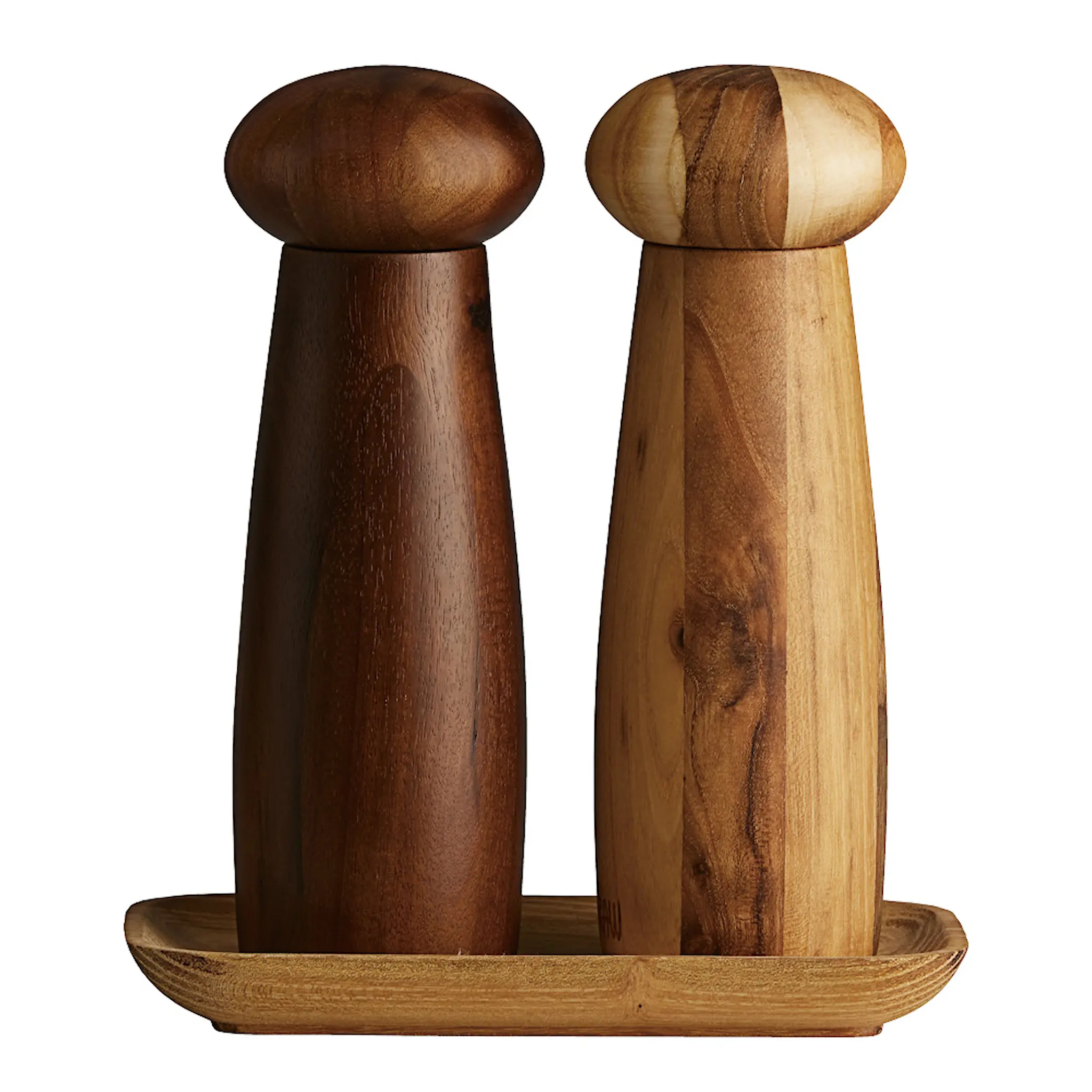 Aida Raw Teak Keramisk Kvarnset med Bricka 3 delar Blandat Teak