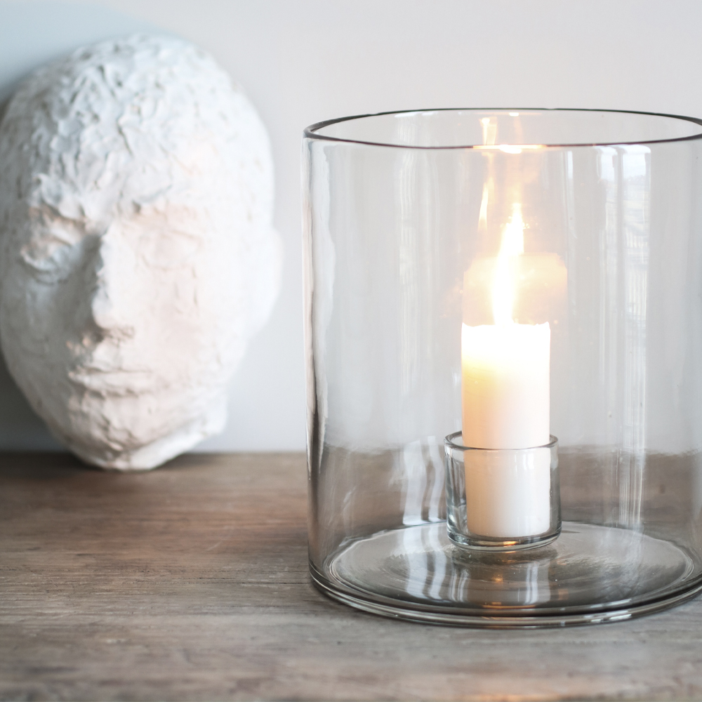 Tell Me More Luna blockljus S 4x10 cm vit