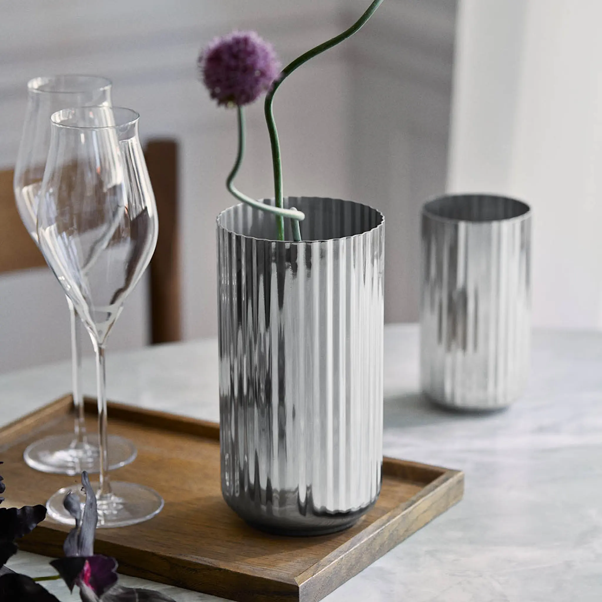 Lyngby Porcelæn Vas 20,5 cm rostfritt stål