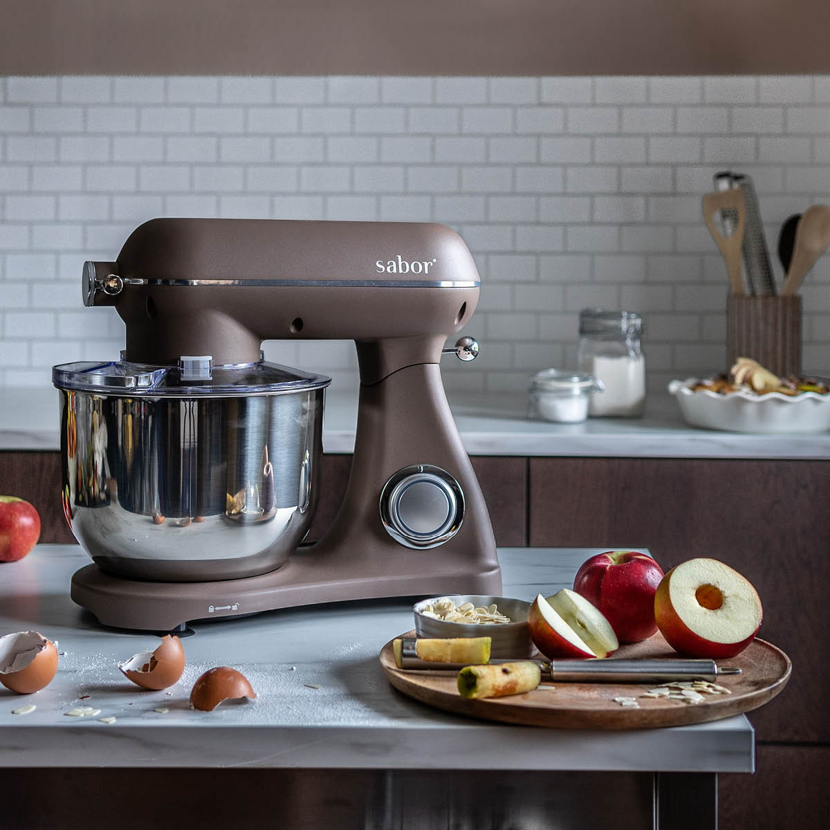 Sabor Ultimate kjøkkenmaskin 6,5L 1800W med kobling lys brun/frostet