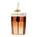 Wine & Dine julhänge i glas 11 cm Latte macchiato brun