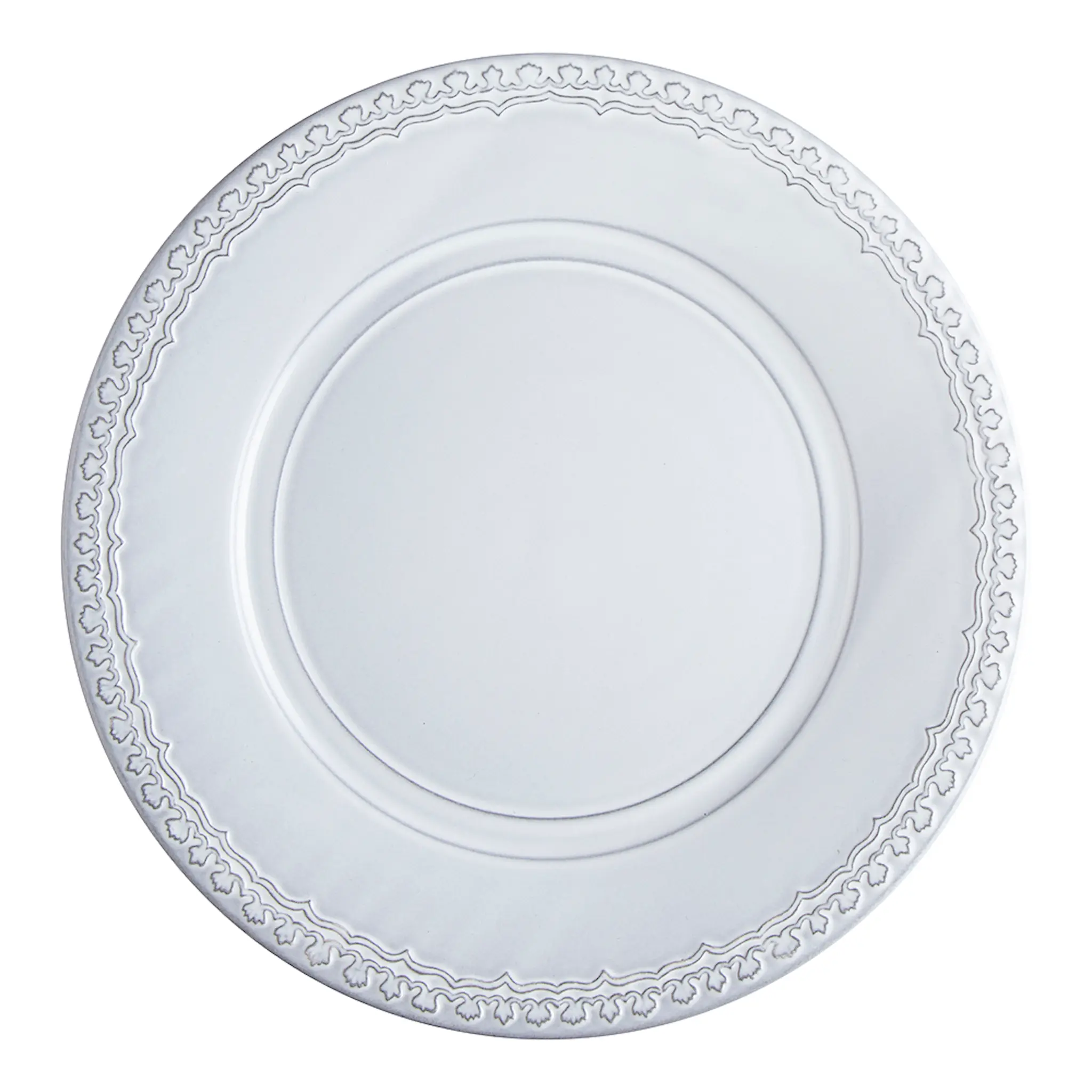 Bordallo Pinheiro Rua Nova tallerken flat smal bård 28 cm antikkhvit