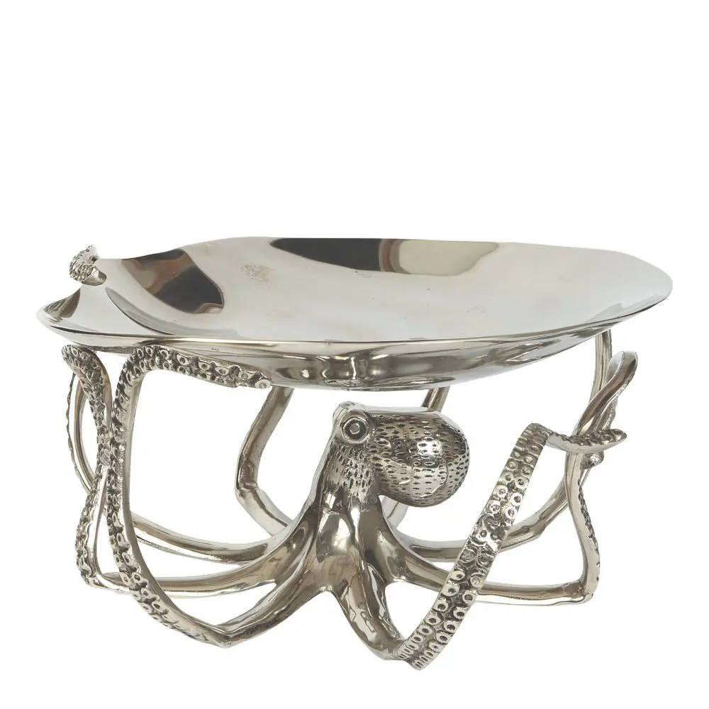 Octopus serveringsfat på blekksprutstativ sølv