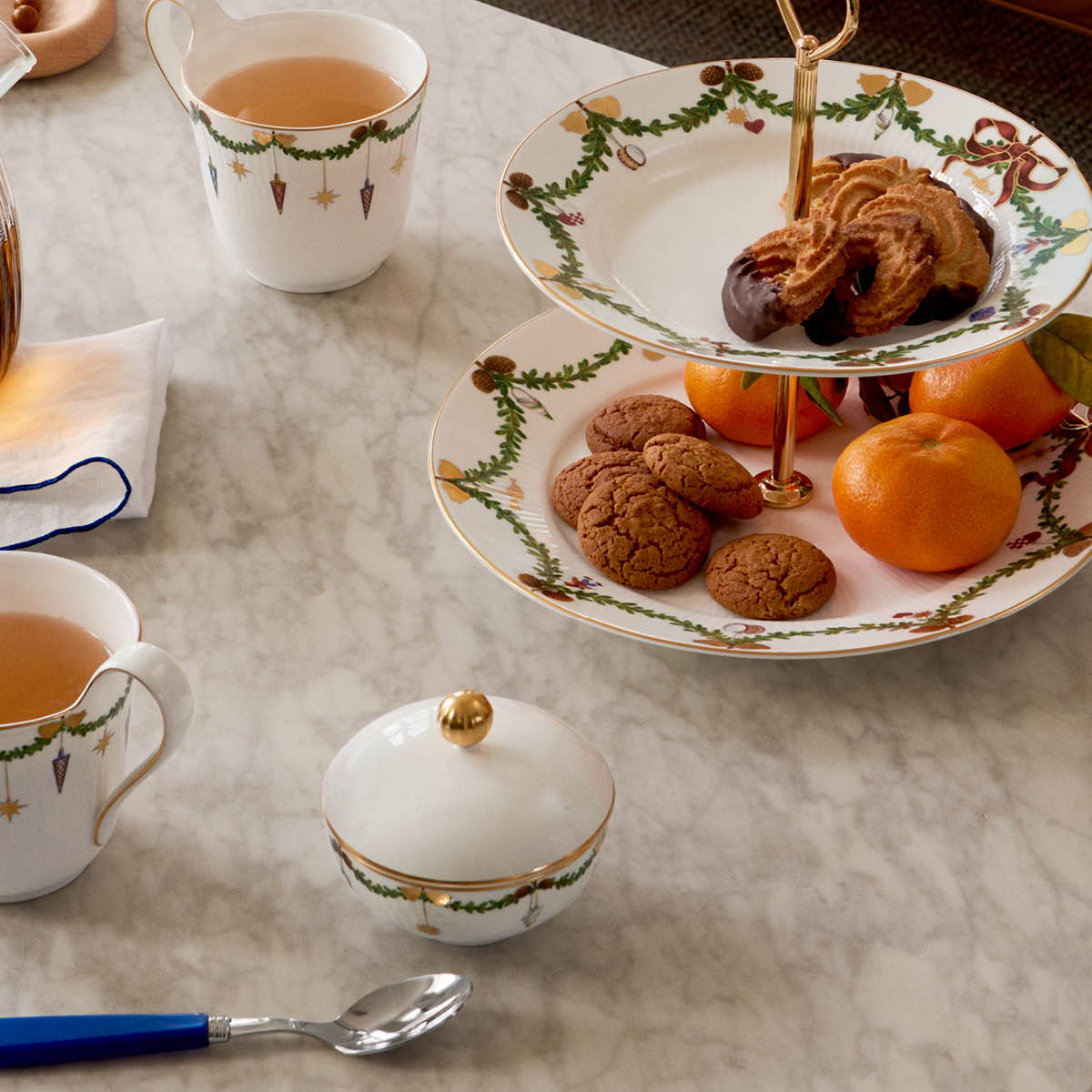 Royal Copenhagen Star Fluted Christmas Sockerskål med lock 15 cl