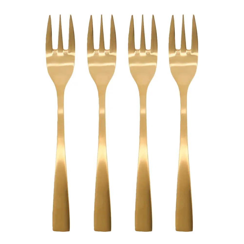 Golden kakegaffel 15 cm 4 stk gylden