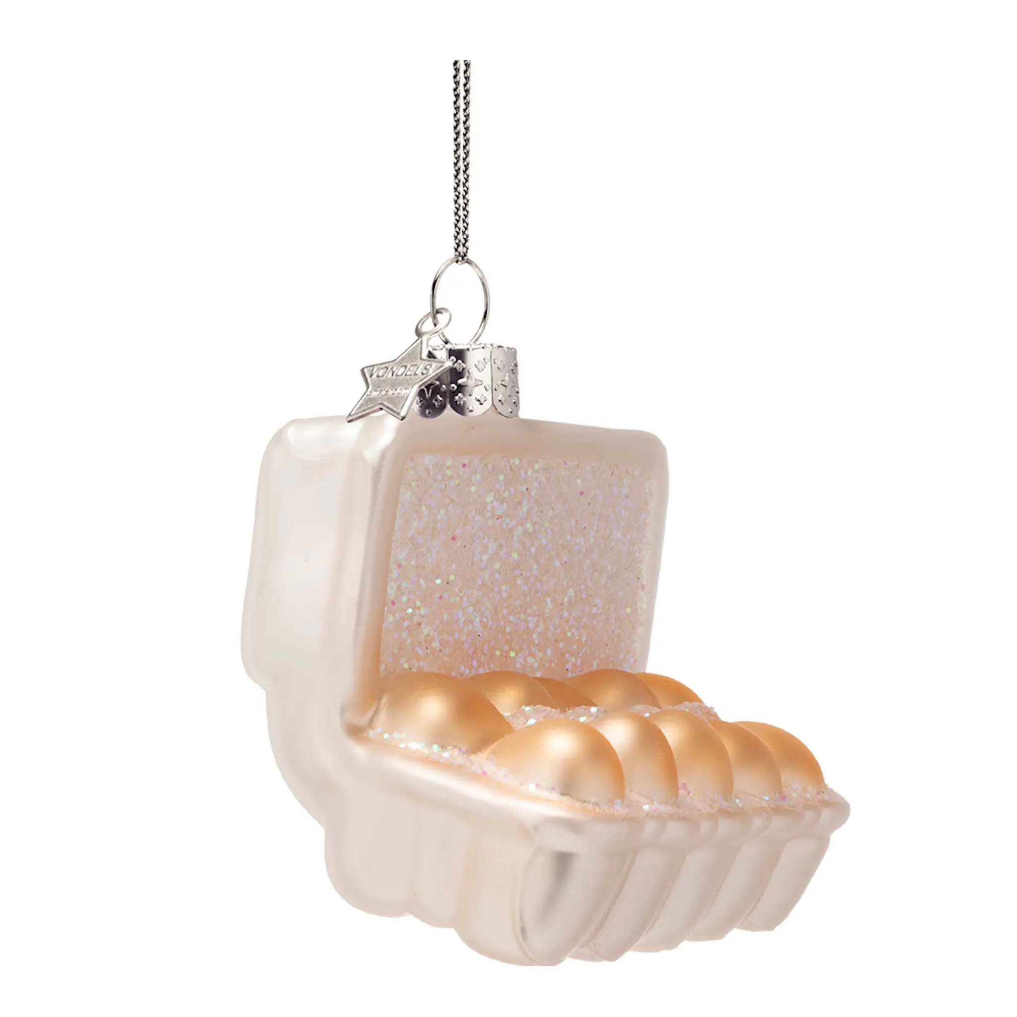 Vondels Wine & Dine Riippuva joulukoriste kananmuna 4 cm Valkoinen