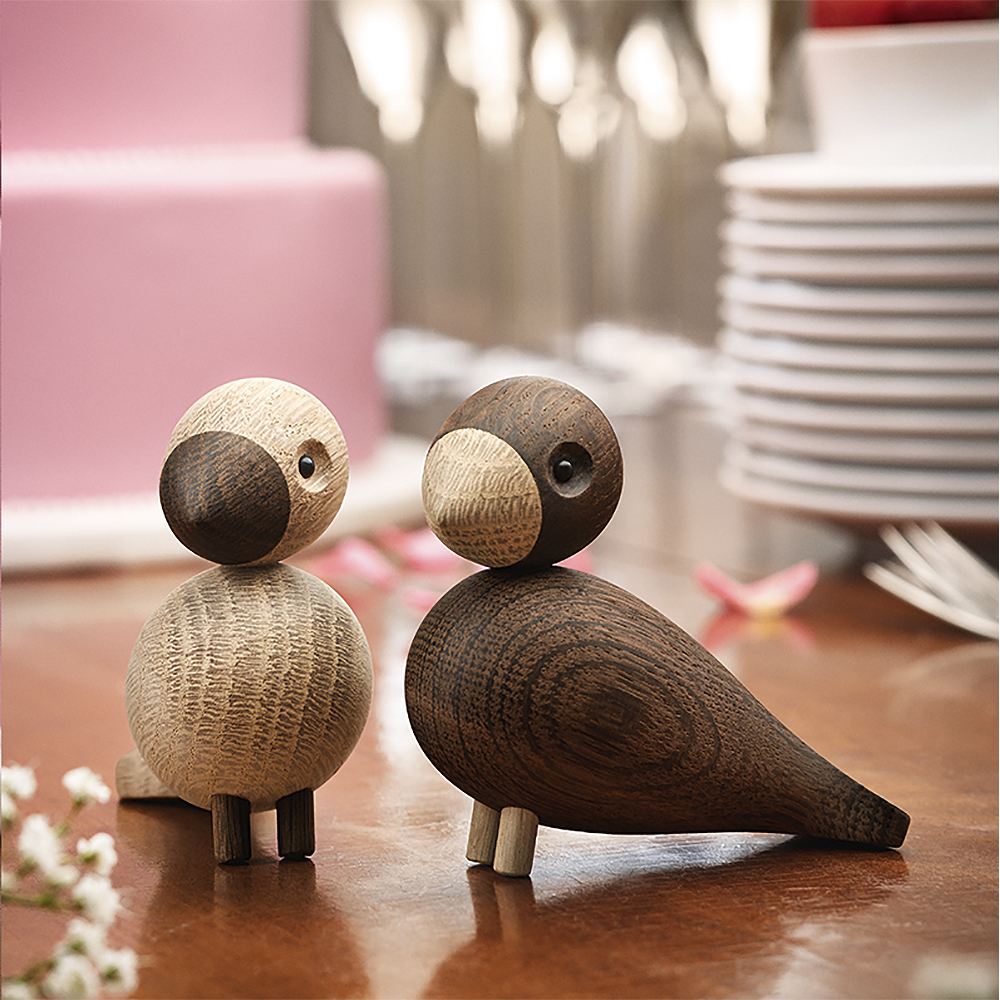 Kay Bojesen Denmark Lovebirds røkt eik/eik 8,8 cm 2 stk