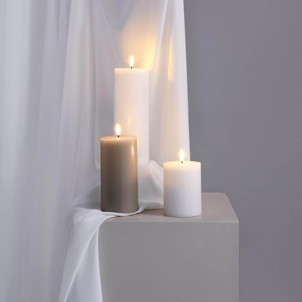 Moods & More Blockljus LED 7,4x20 cm silk white