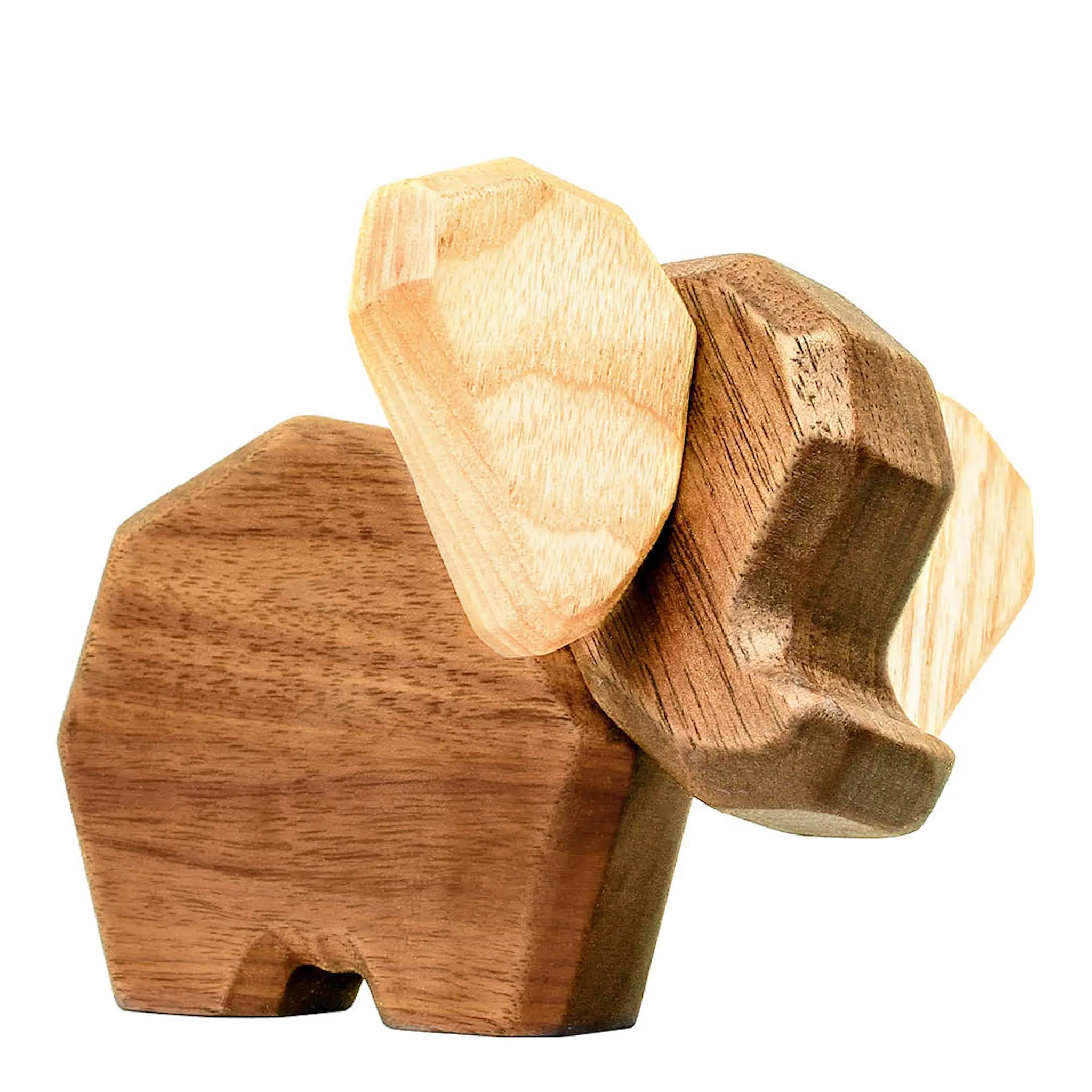 FableWood Liten elefant träfigur 8 cm valnöt/ask