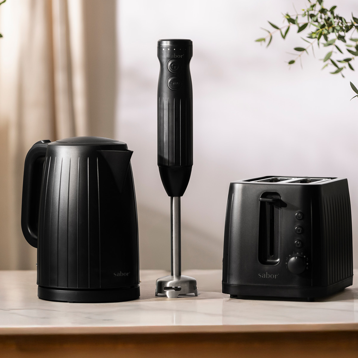 Sabor Select brødrister 2 skiver svart/blank