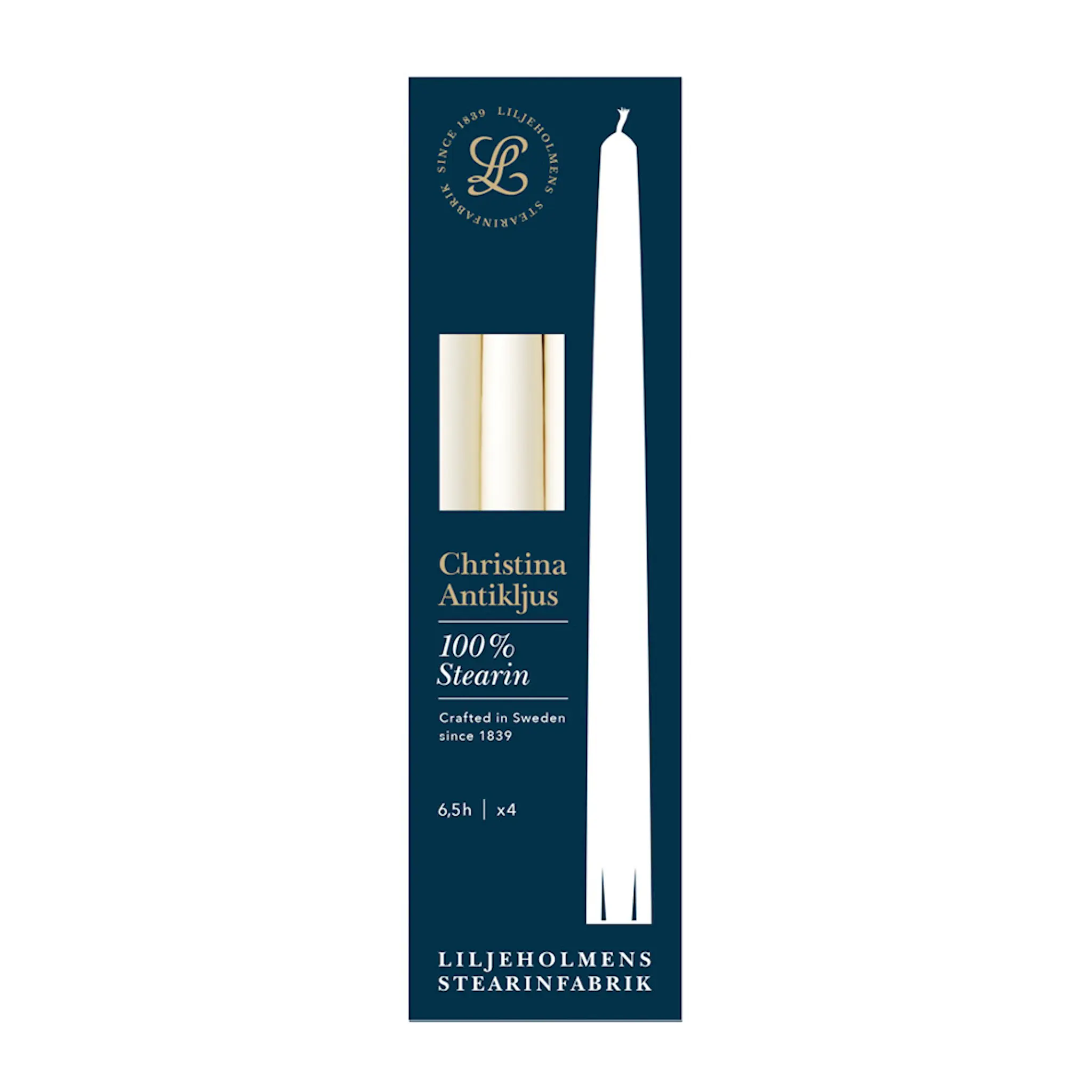Liljeholmens Christina antikljus 26 cm 4-pack creme