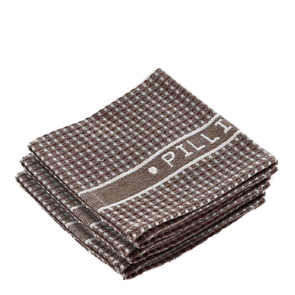 Pillivuyt Kjøkkenklut bomull 32x32 cm 3 stk brun/hvit