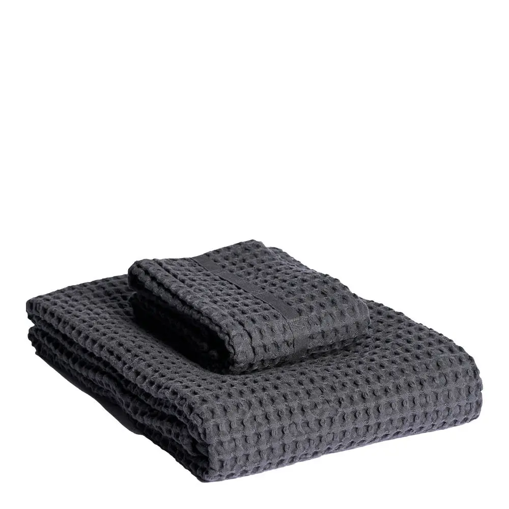 Big Waffle lahjasetti, jossa pyyhe ja kylpypyyhe dark green