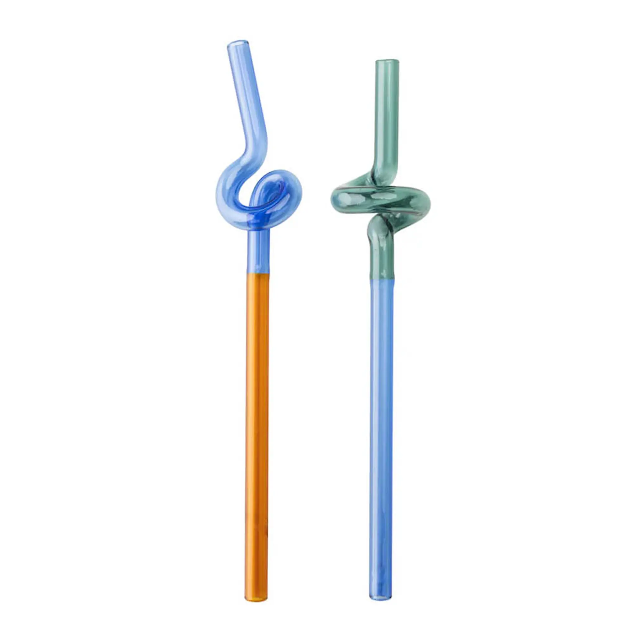 Tranquillo Rainbow sugrör i glas 19 cm 2-pack blå