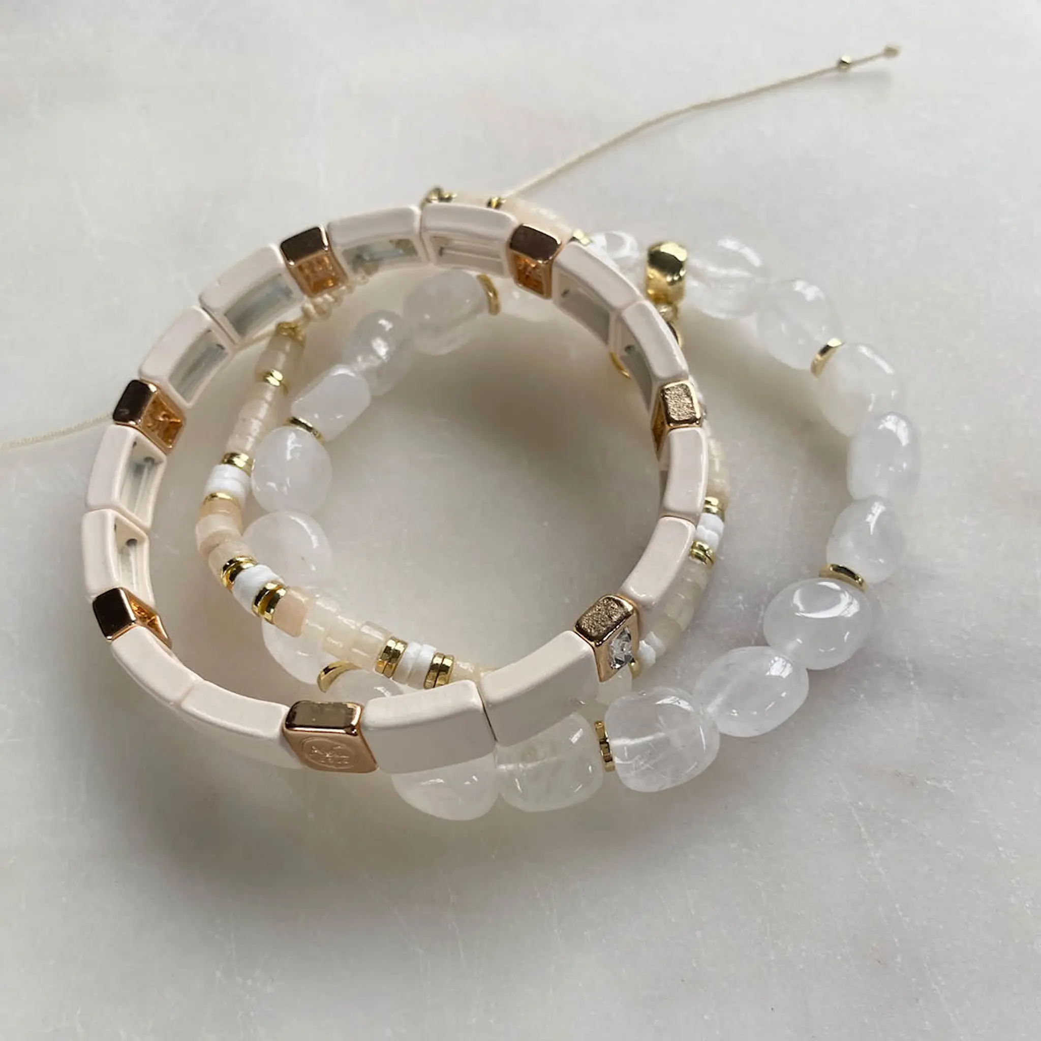 A&C Oslo AS Enamel Tiles Crystal Line armband emalj cream/guld/kristall