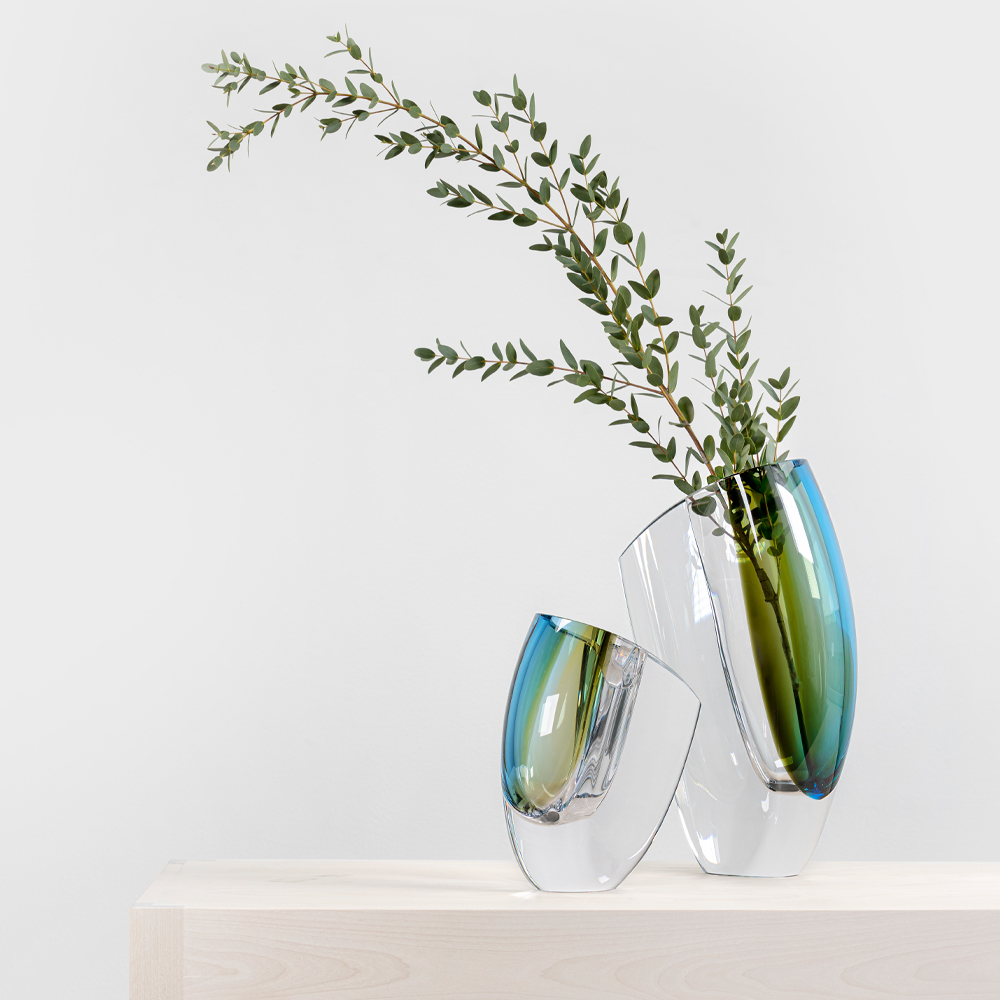 Kosta Boda Mirage vase 31 cm grønn/blå