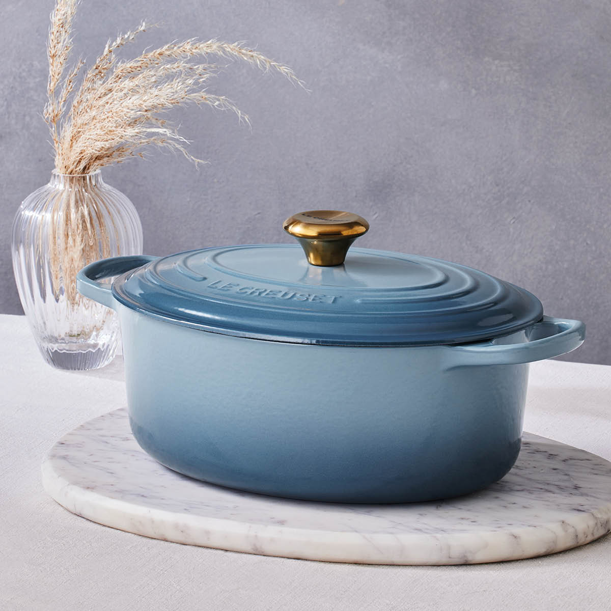 Le Creuset Signature oval gryte 4,1L chambray/gull