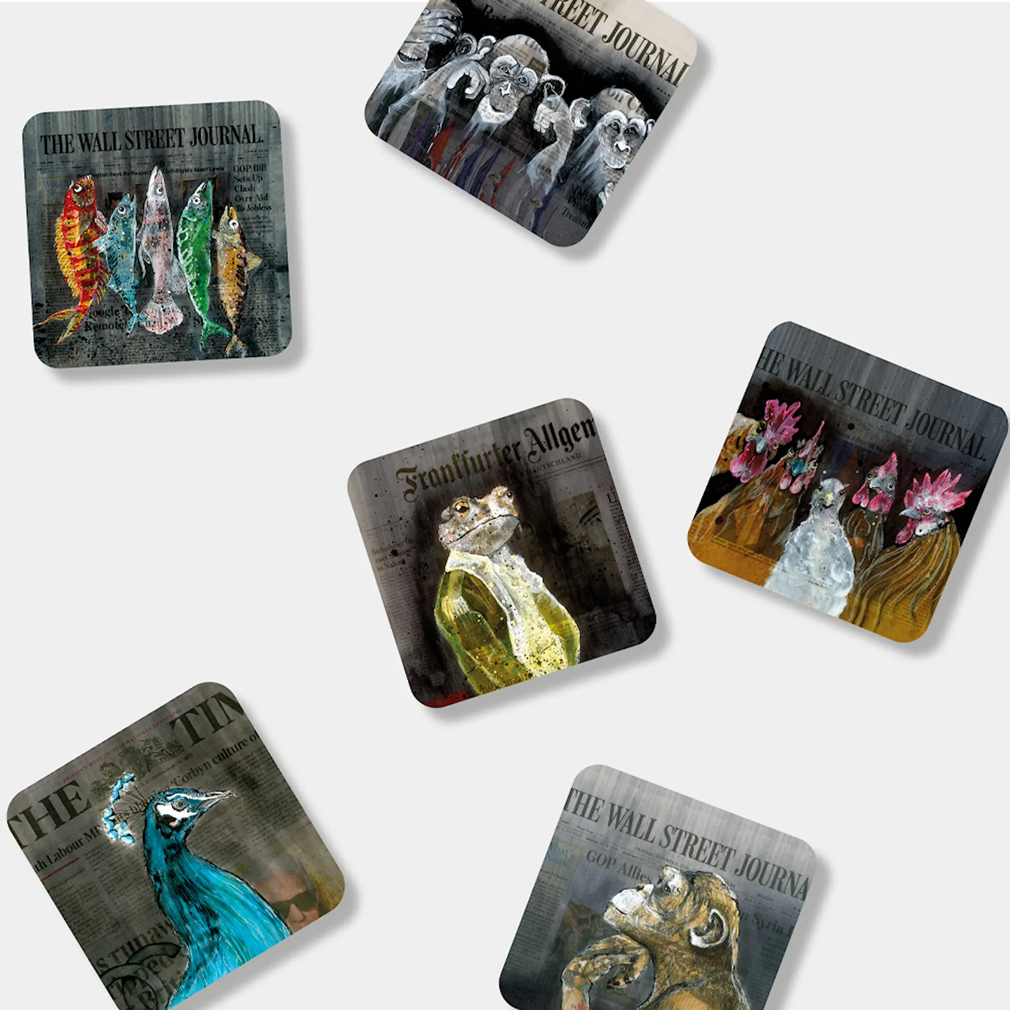 LISA TÖRNER ART Glasunderlägg 10 cm 6-pack Svart