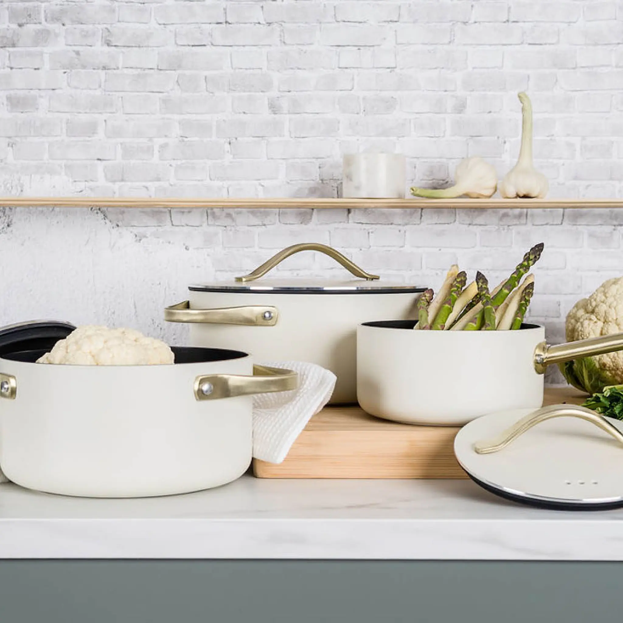 Modern House Ono grytset 3 delar 1,5/3/4,4 L cream/guld