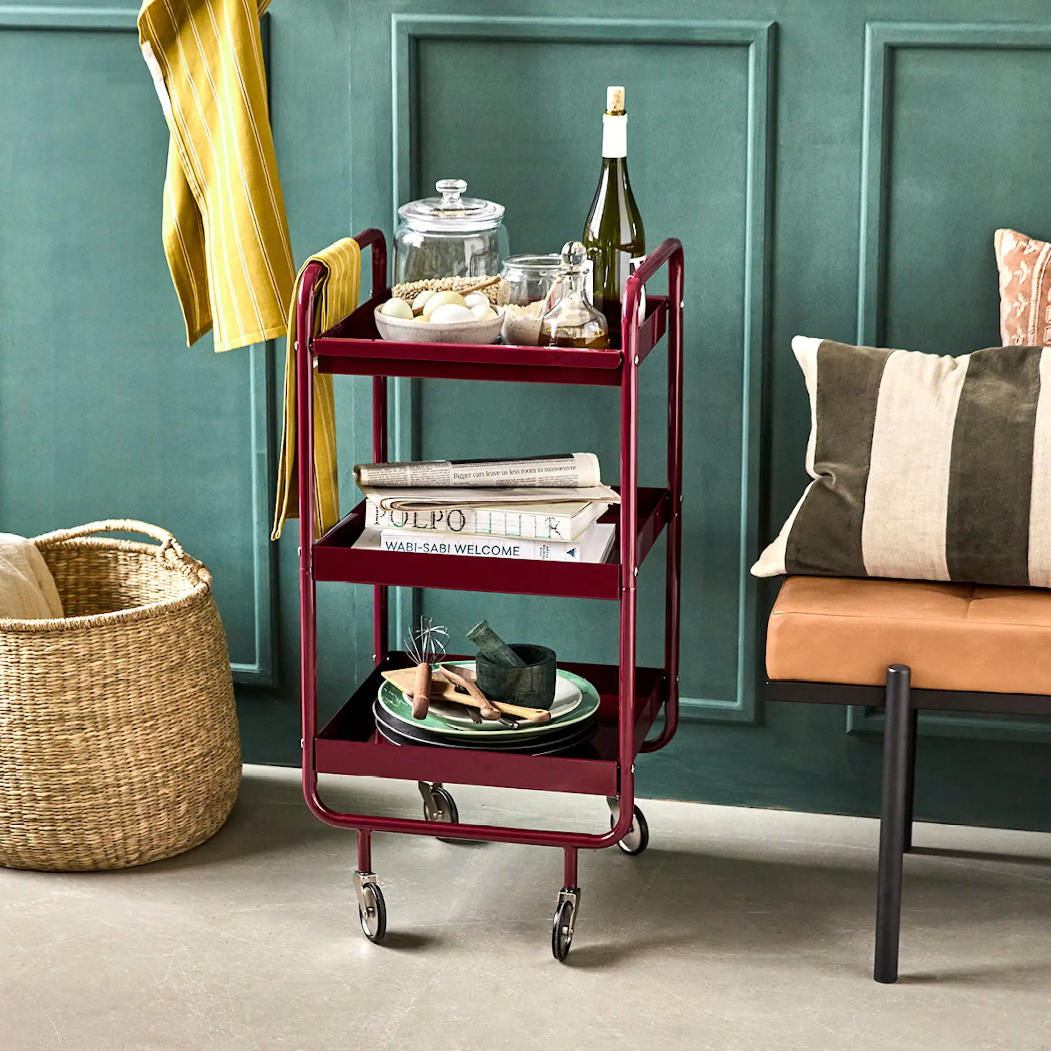 House Doctor Roll serveringsvagn 85 cm bordeaux