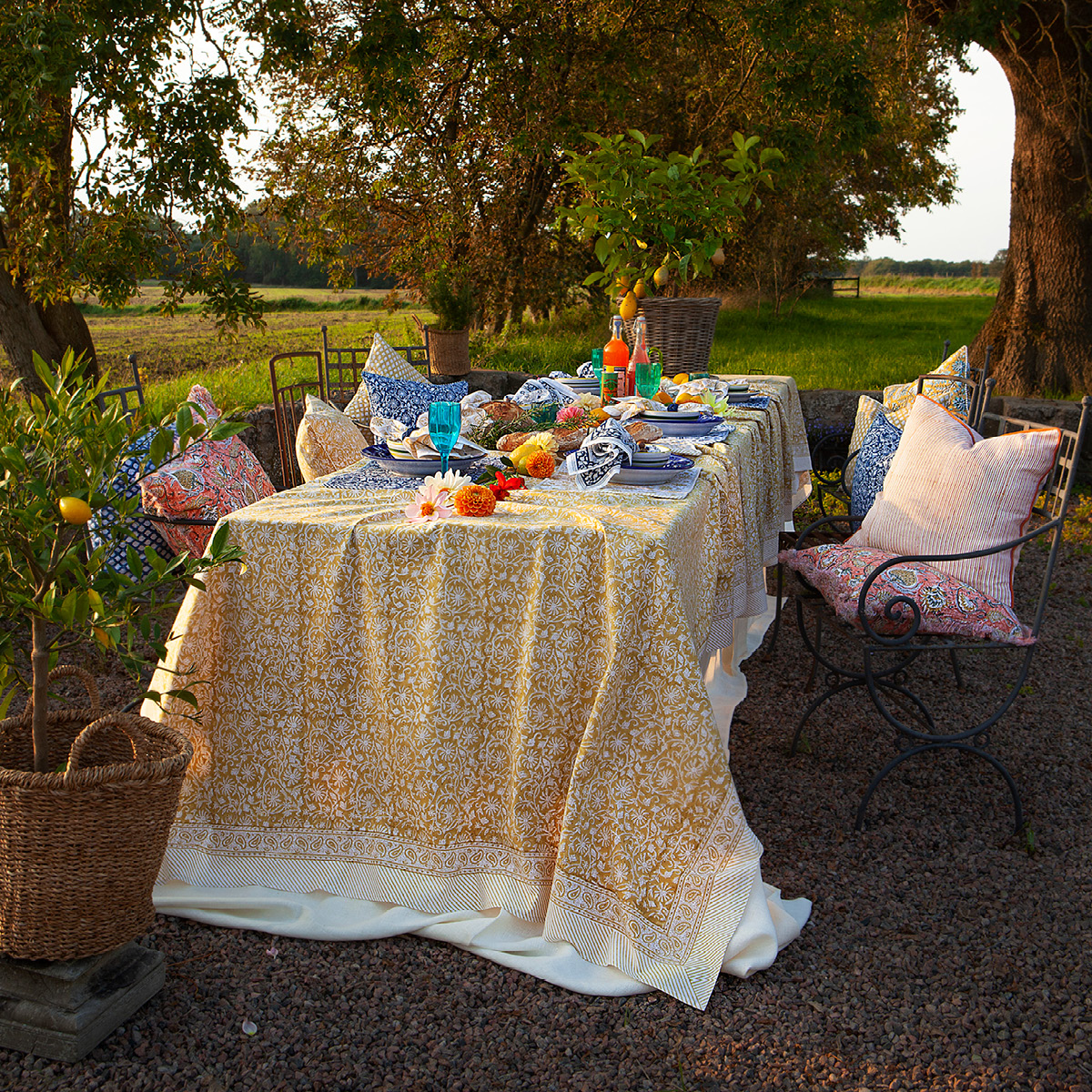 Chamois Margerita duk 170x270 cm yellow olive