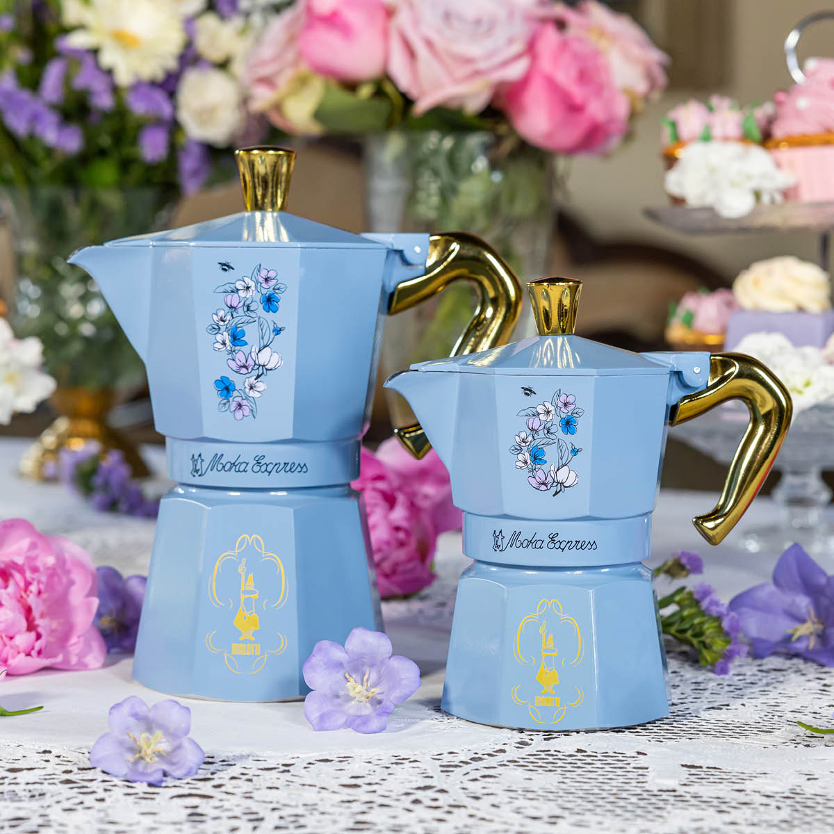 Bialetti Bridgerton Moka Express mokabryggare 6 koppar 27 cl blå/guld