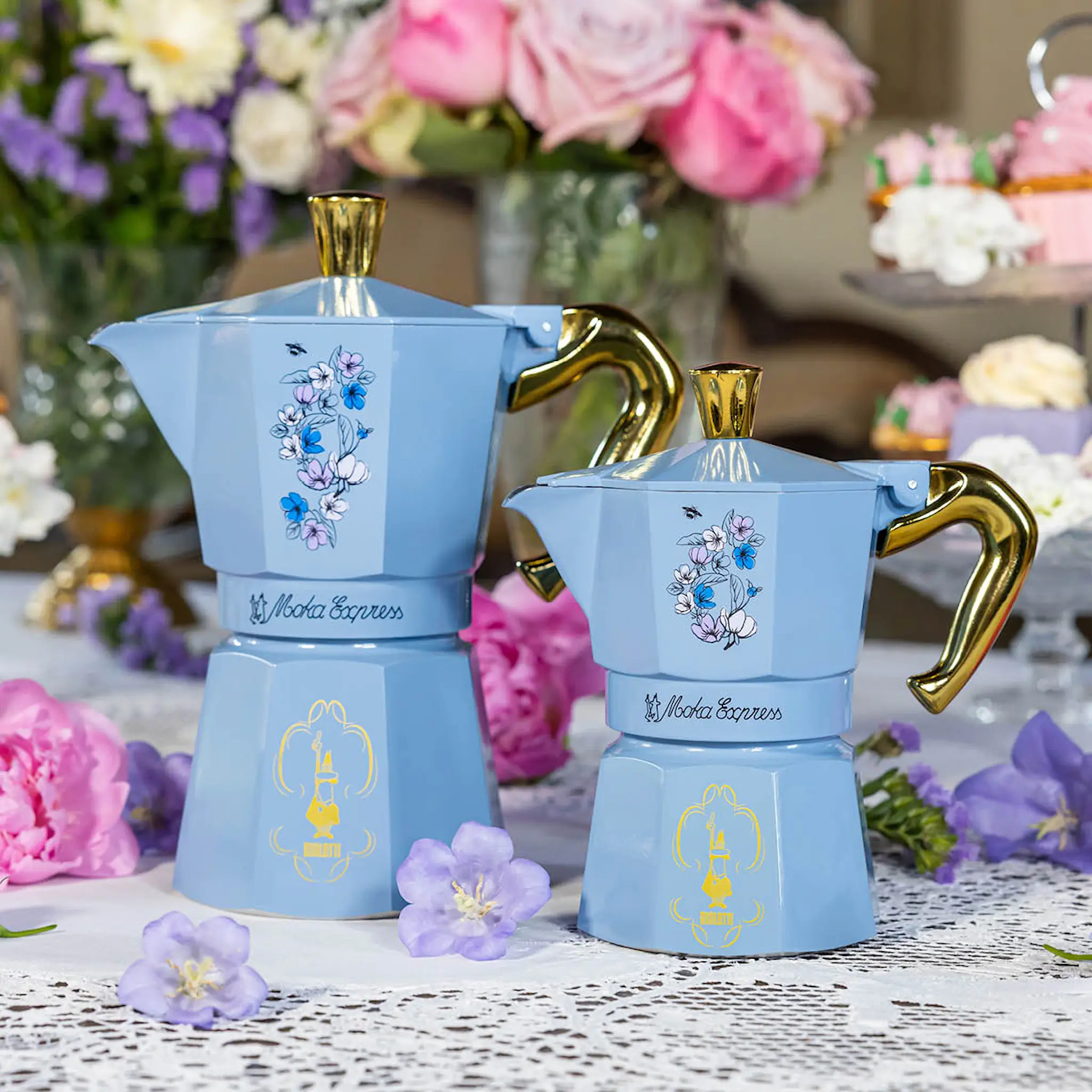 Bialetti Bridgerton Moka Express mokkakanne 6 kopper 27 cl blå/gull