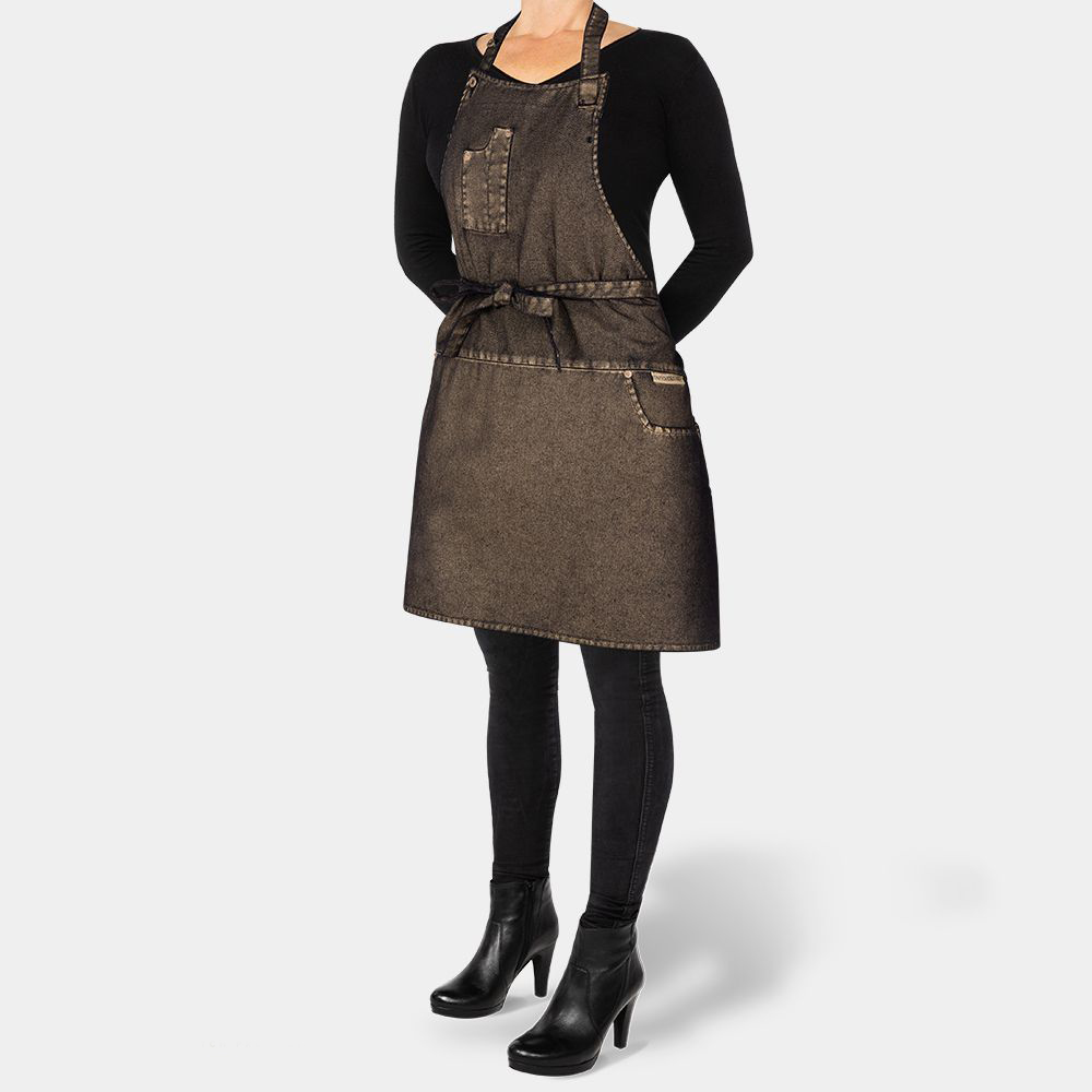 Dutchdeluxes Förkläde Fem Fickor SlimFit Goldish Black