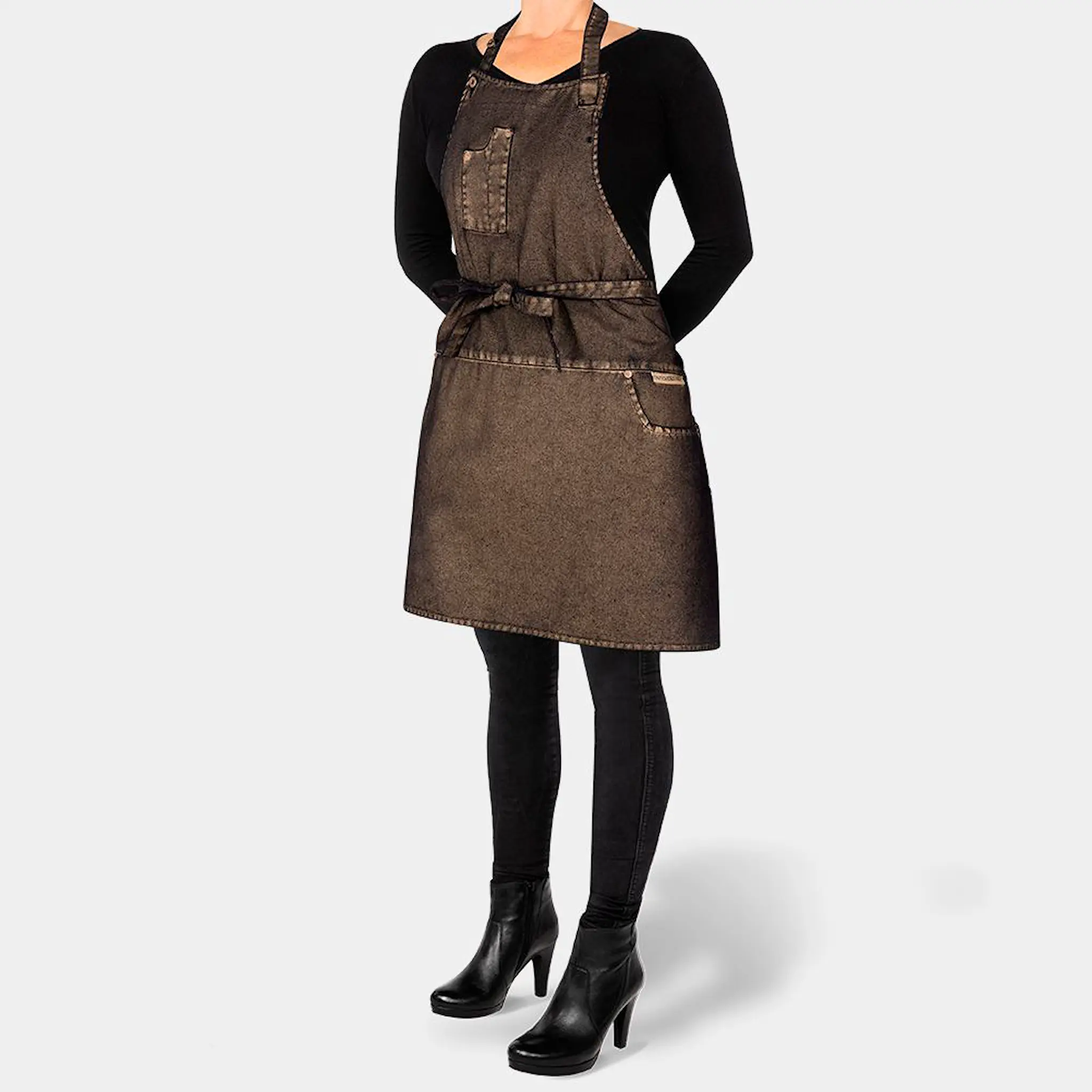 Dutchdeluxes Förkläde Fem Fickor SlimFit Goldish Black
