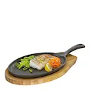 BBQ Grill-/Serveringspanna med träfat 39x20 cm