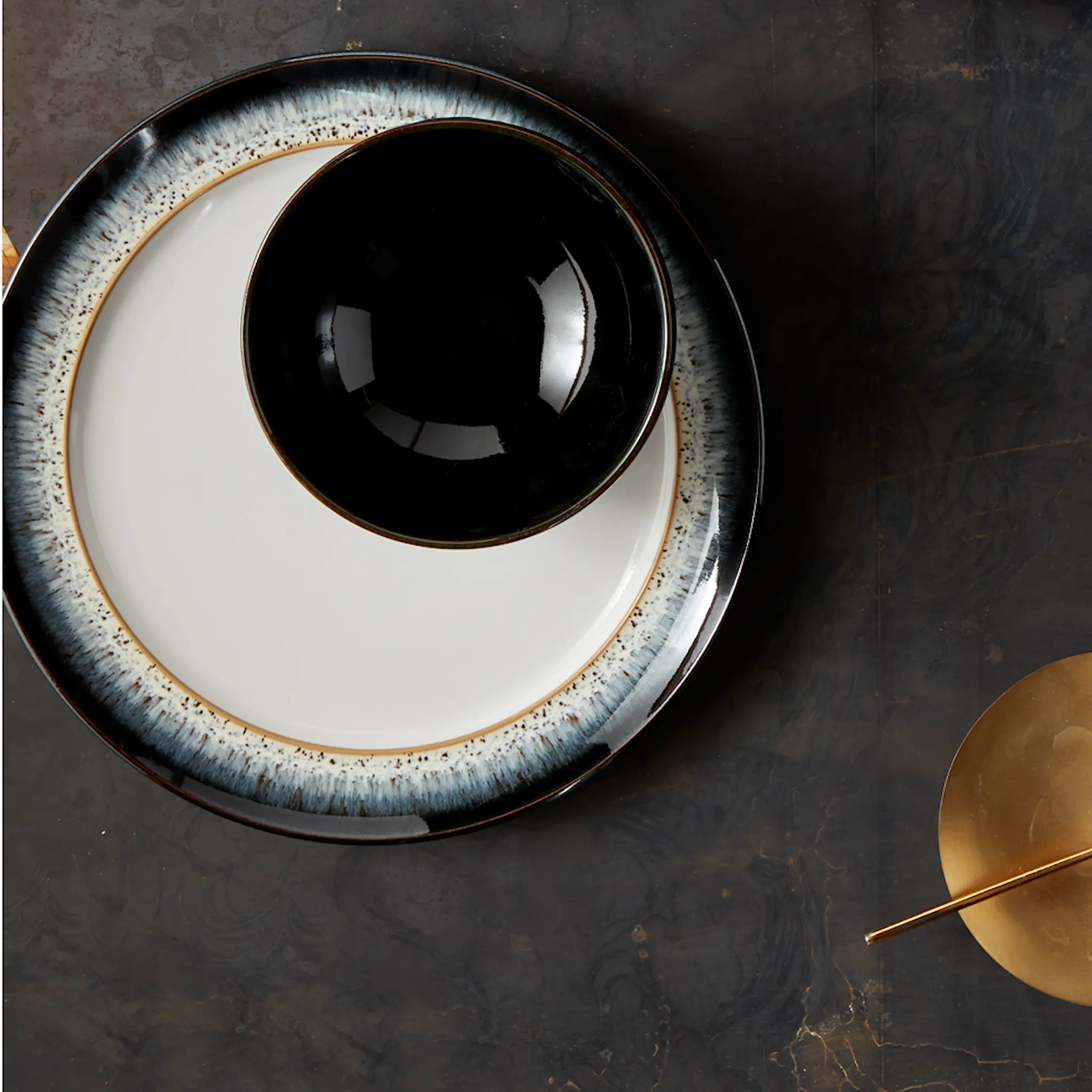 Denby Halo Tallrik 24,4 cm 4-pack Blå-svart