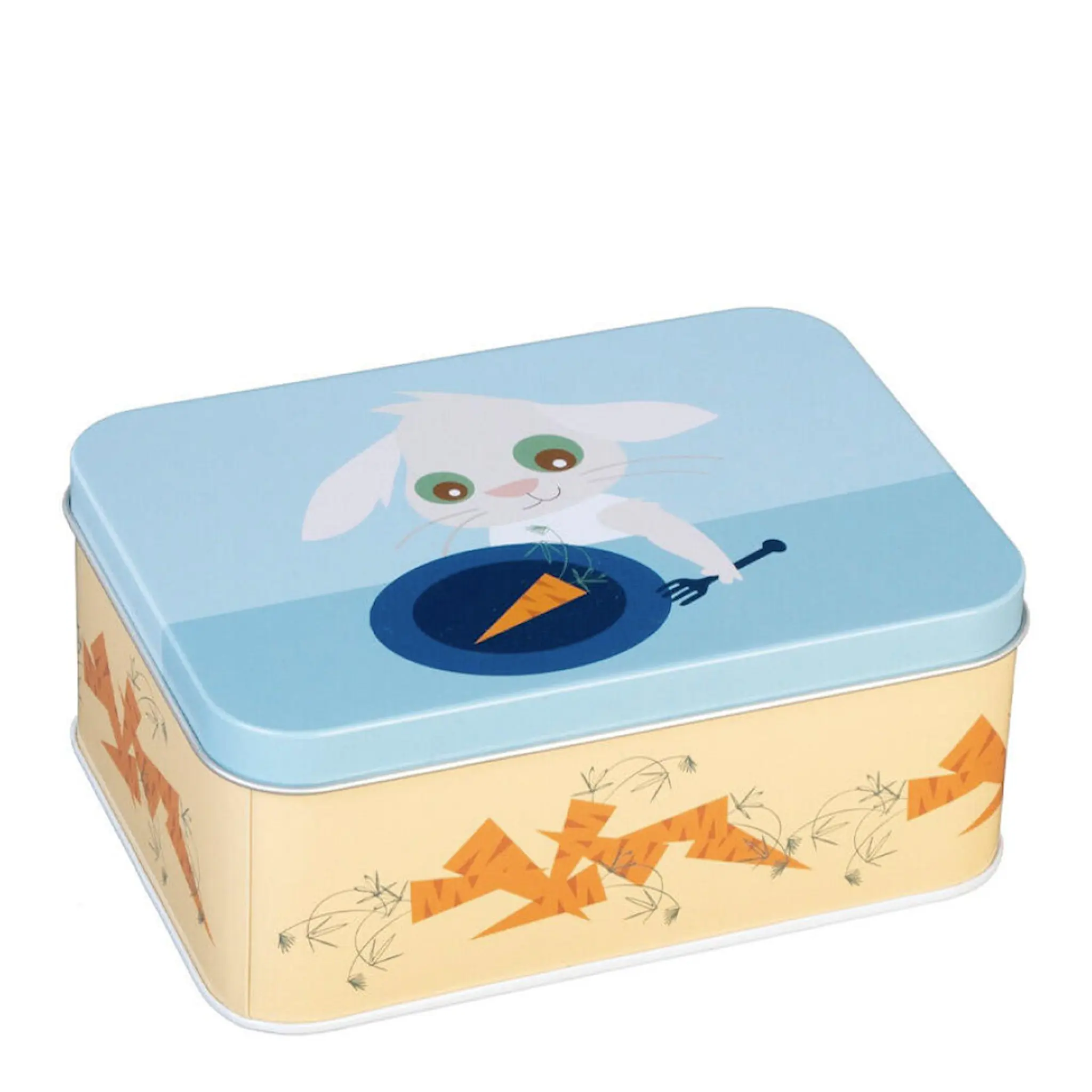 Blafre Lille Kanin matlåda / förvaringslåda plåt 10x14 cm blå/gul