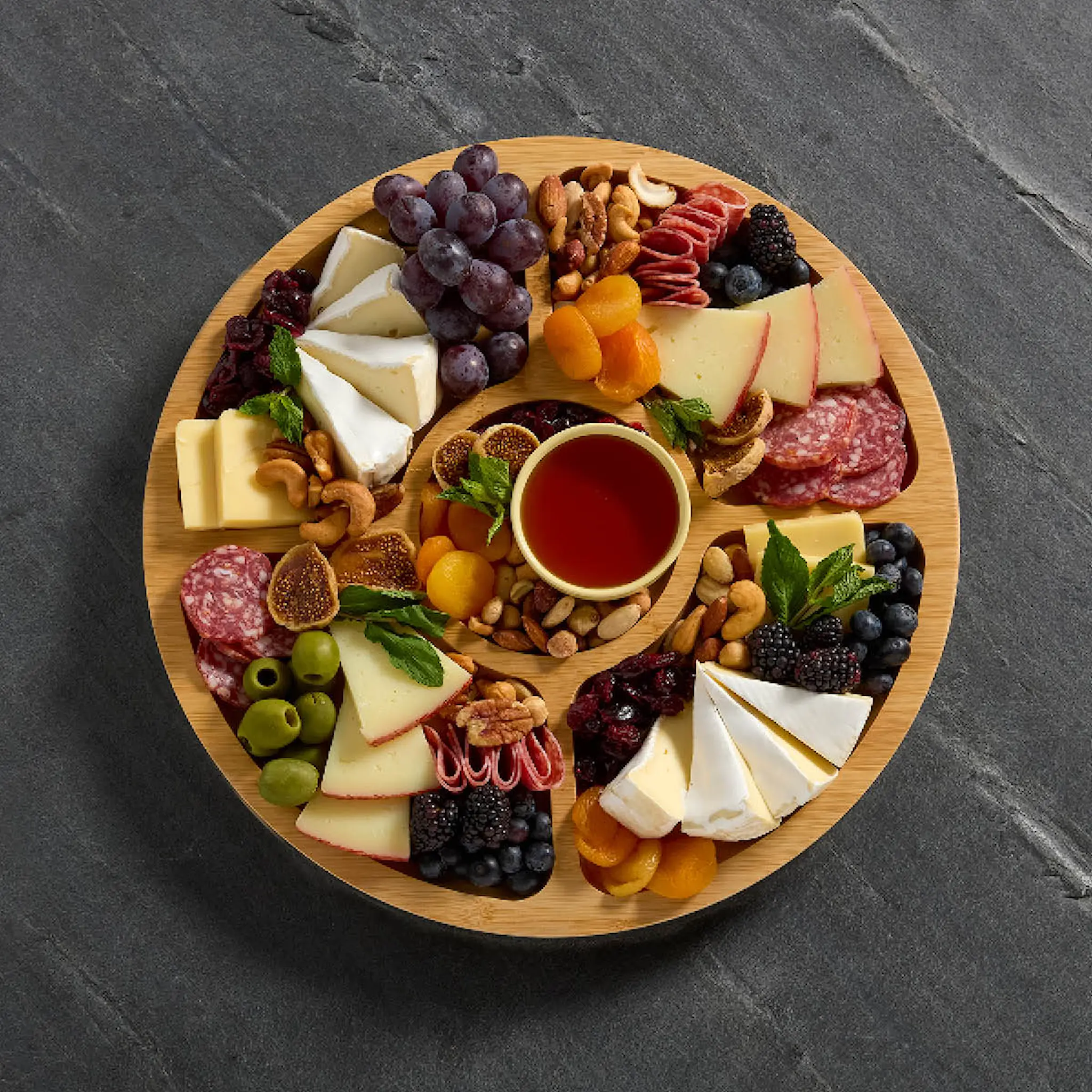 Farberware Build-a-Board serveringsbräda med 5 fack och lock 35,5 cm klar/bambu