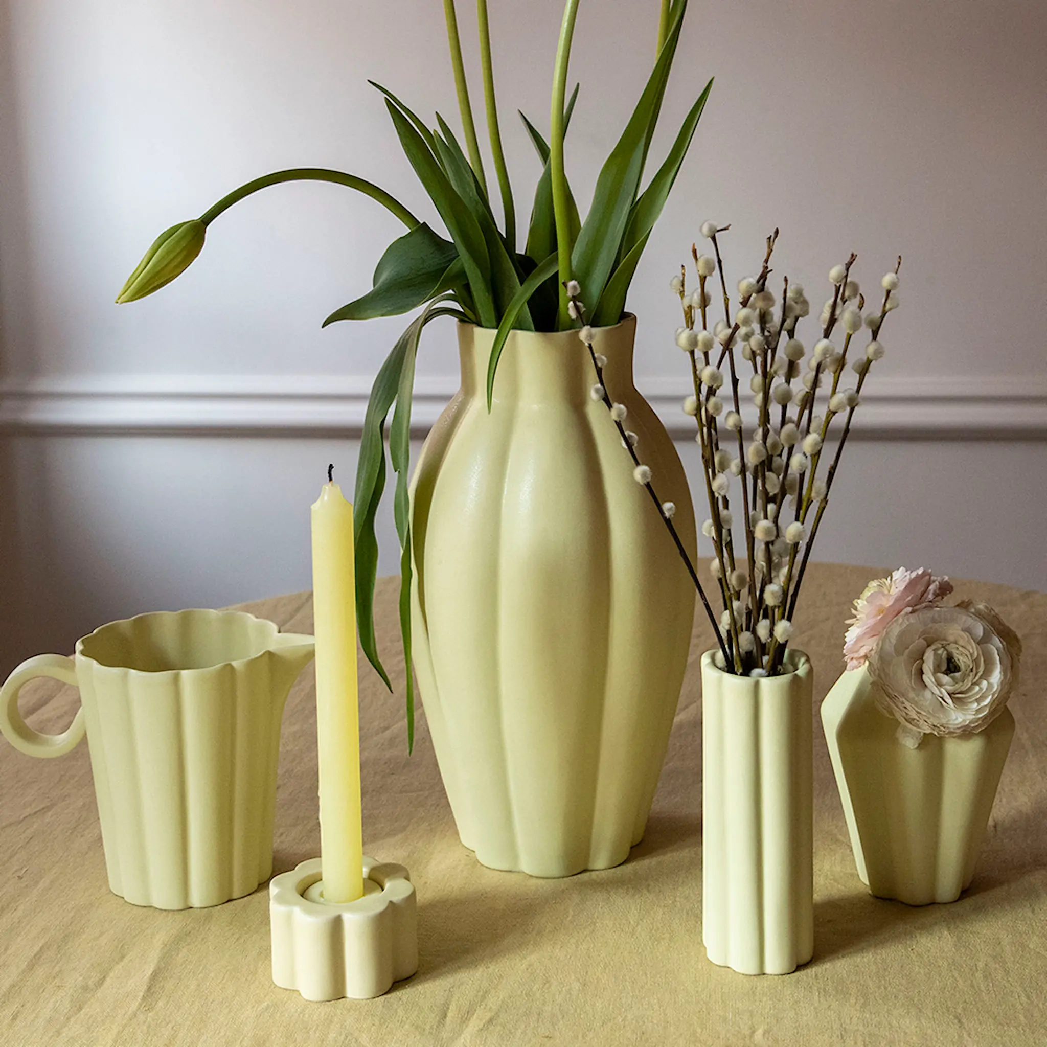 PotteryJo Birgit Vas/Ljusstake 5 cm Pale Yellow